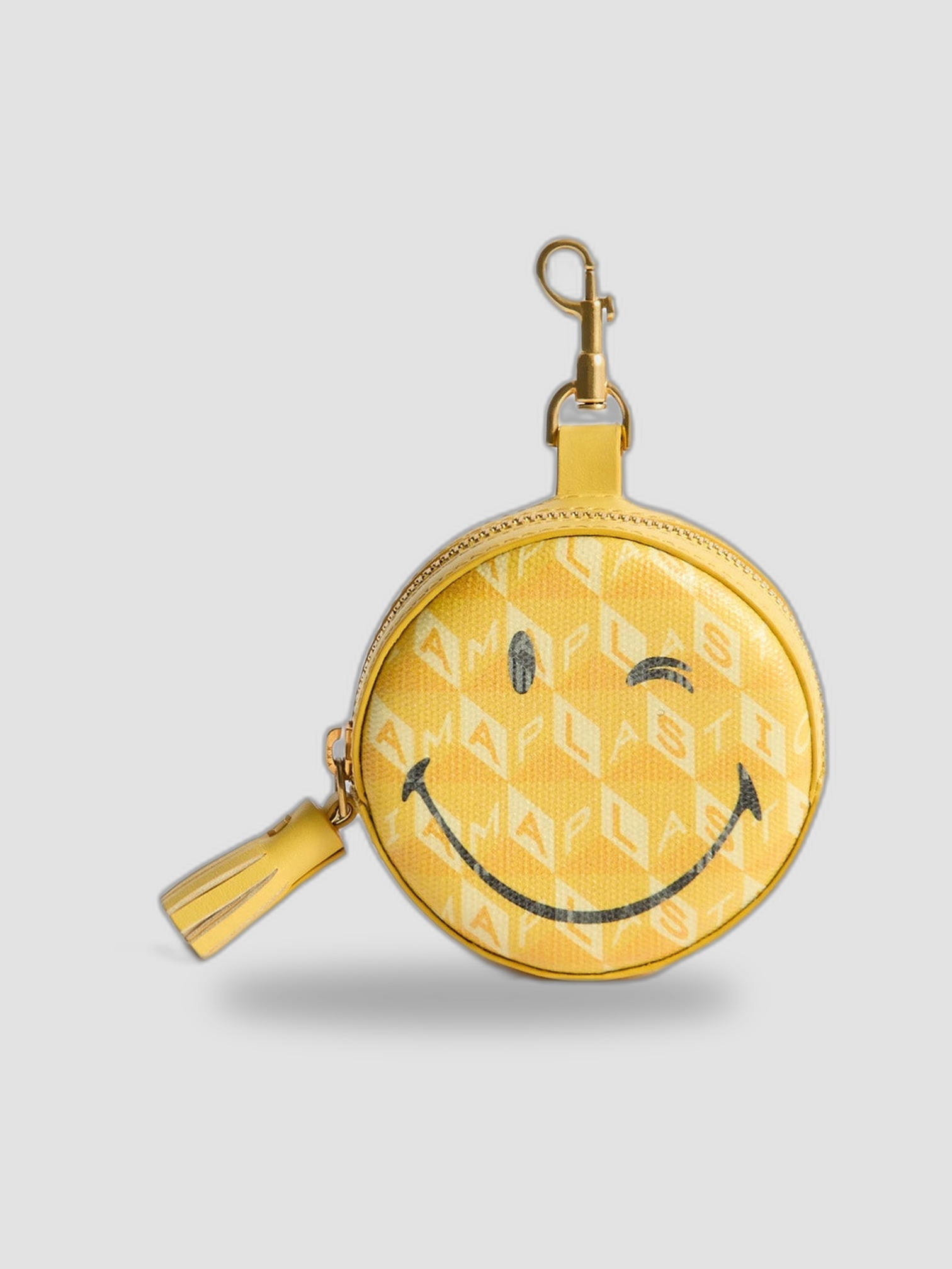 Anya Hindmarch Wink Ear Phones Travel Pouch in lemon curd.