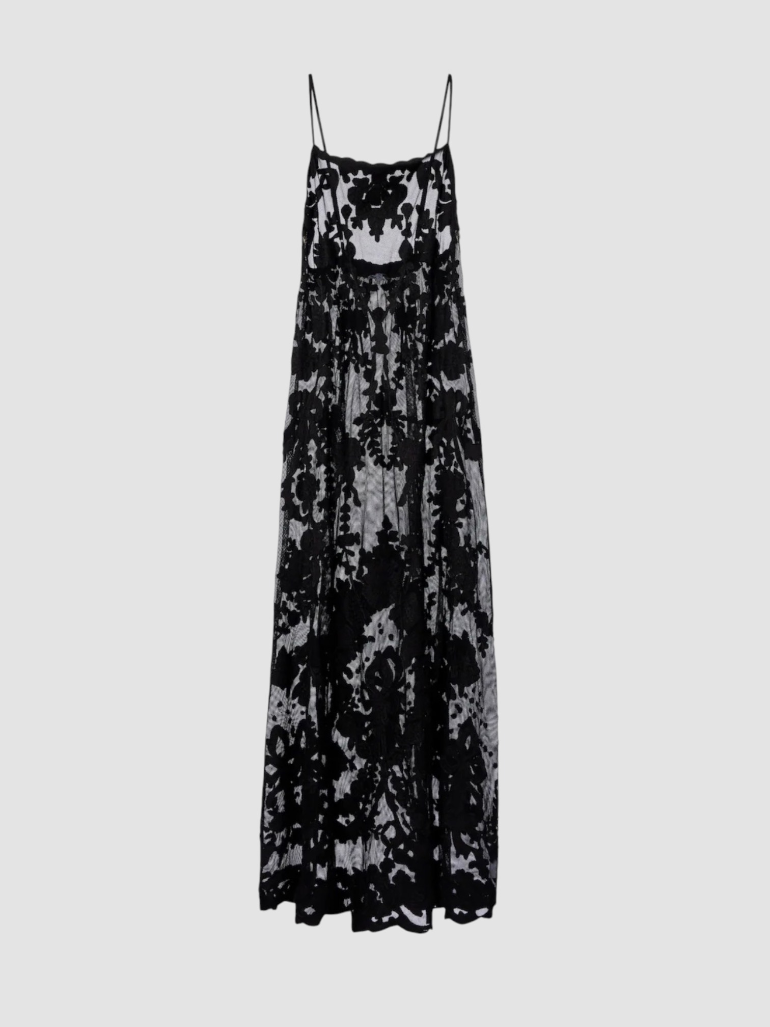 Juliet Dunn Embroidered Sheer Cotton Maxi Dress in black. Styled by Sharon Lombardo for FDV Concierge.
