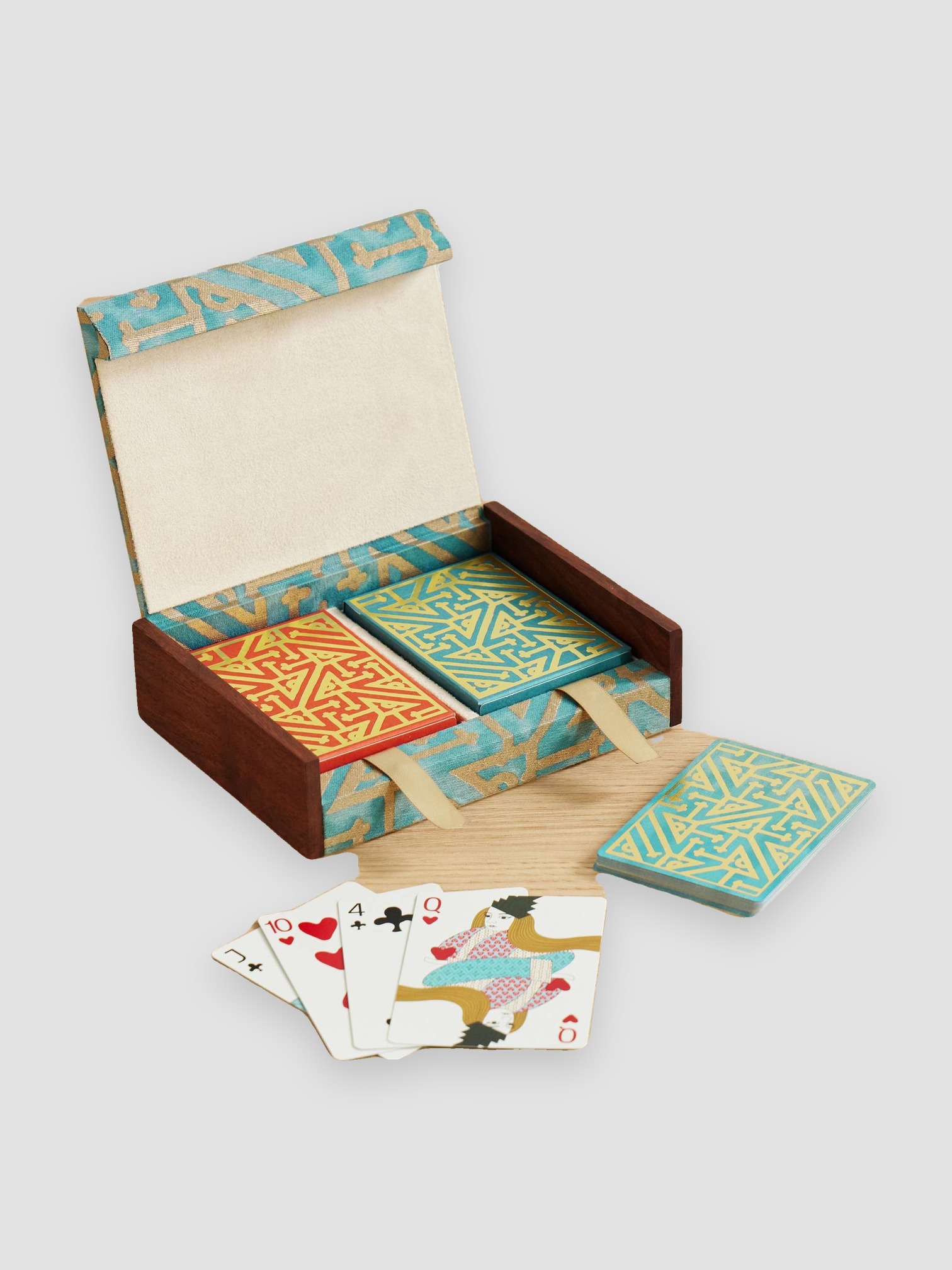 L'Objet Fortuny Set of Two Playing Cards in green.