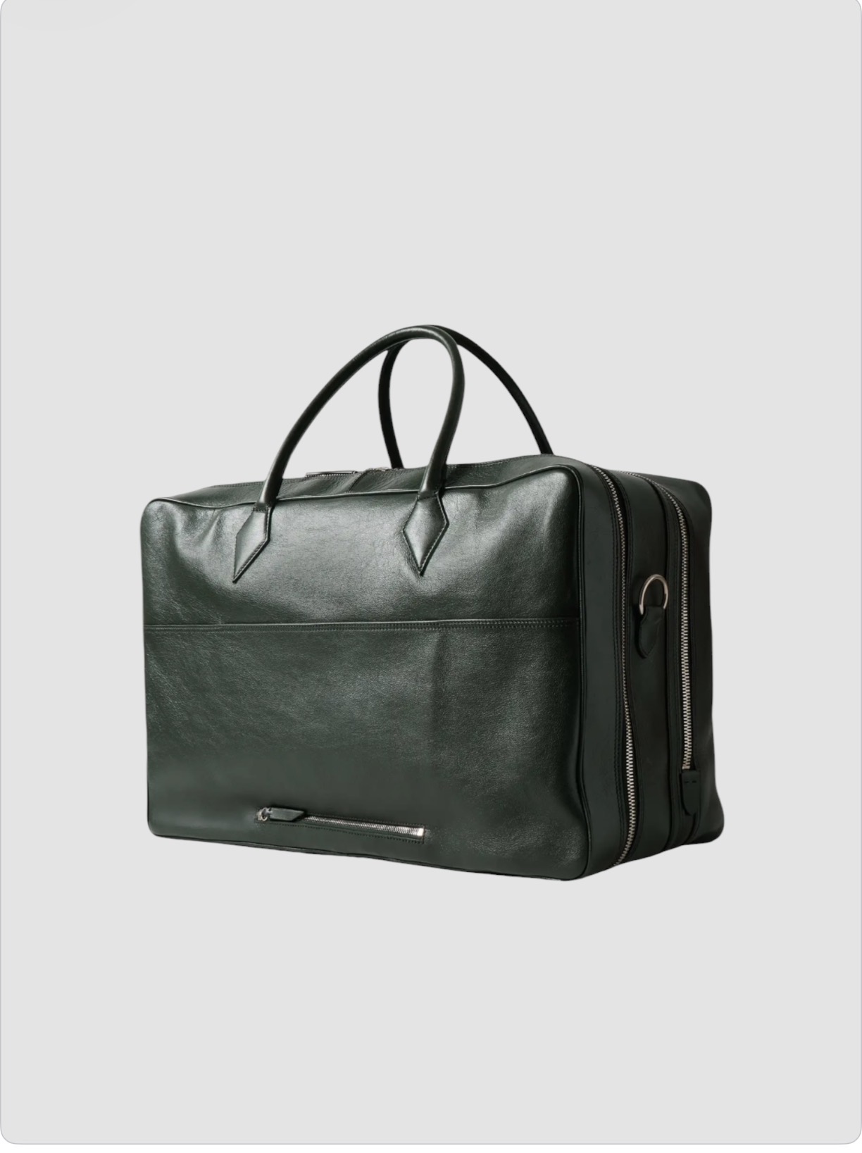 Métier Closer Full-Grain Leather Weekend Bag in green.