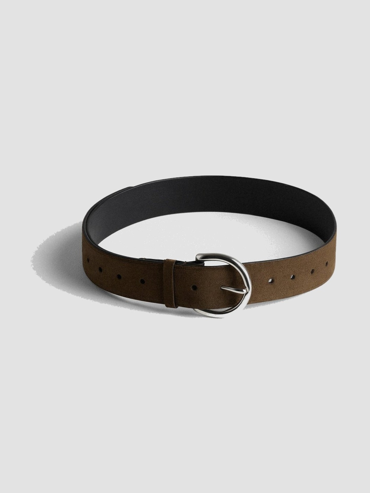 Phoebe Philo Suede Belt in army silver.