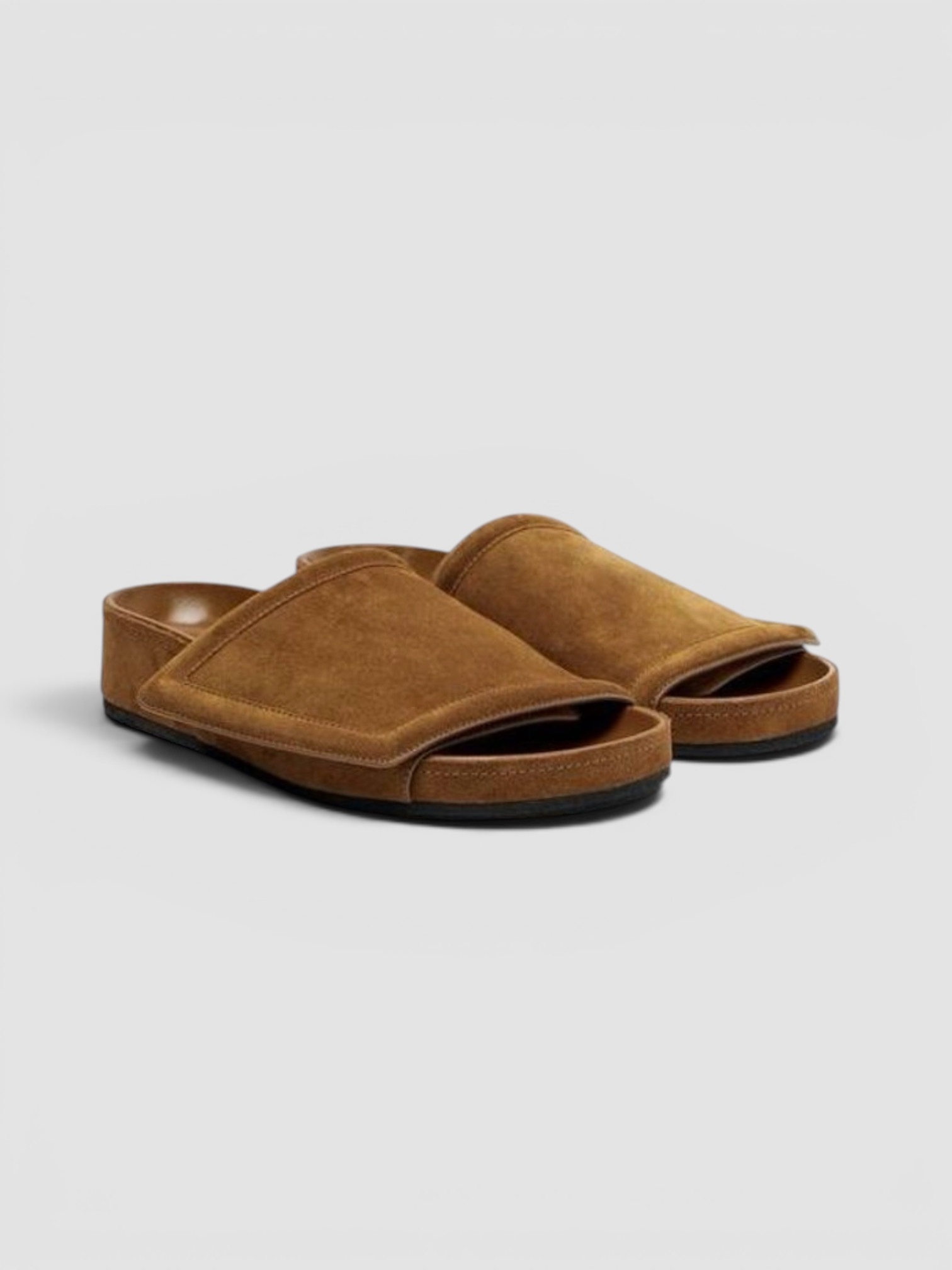 Phoebe Philo Suede Slides in toffee.