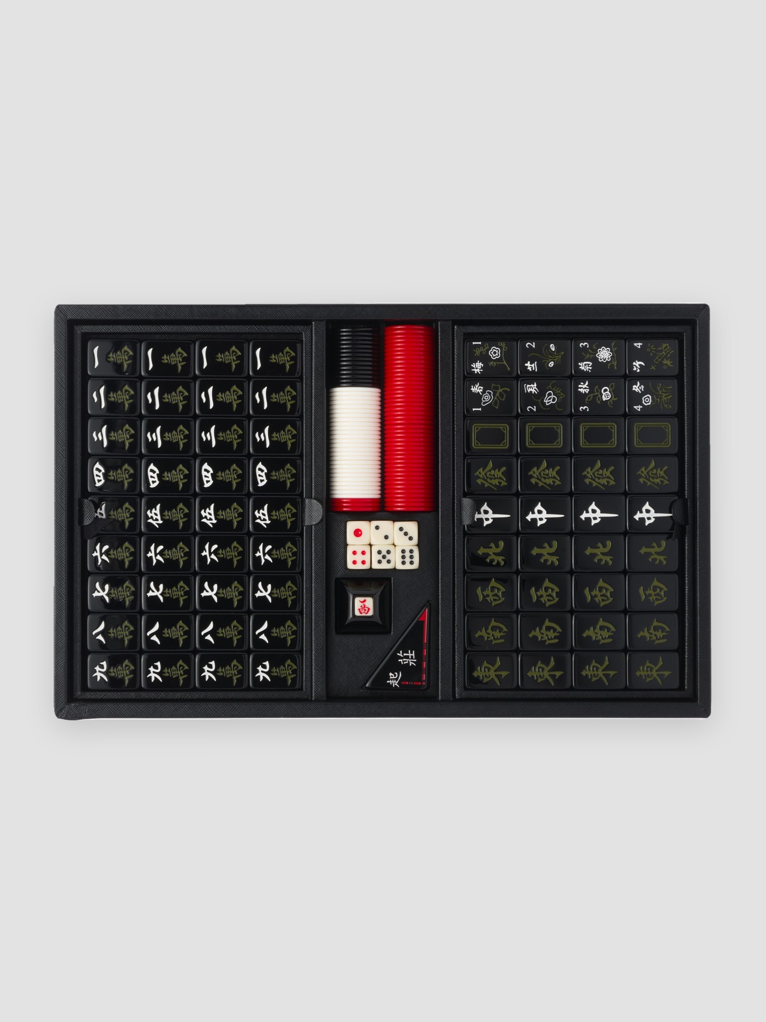 Prada Saffiano Leather Mahjong Game in black.