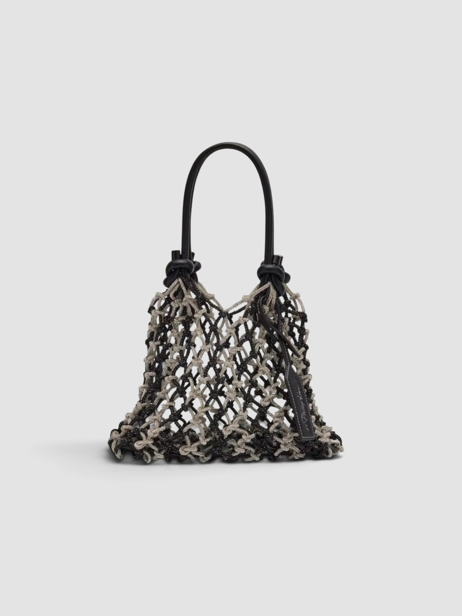 3.1 Phillip Lim Crystal Macrame Mini Sac Top-Handle Bag in black/silver, worn with FIL DE VIE Isadora Dress. Styled by Sharon Lombardo for FDV Concierge.