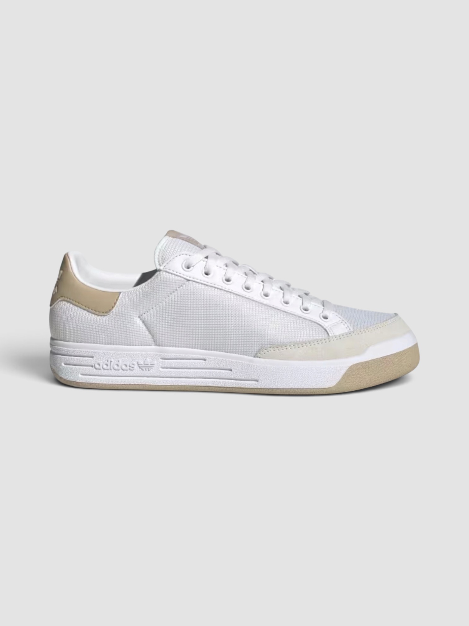 adidas Originals Rod Laver Shoes in white/tan.