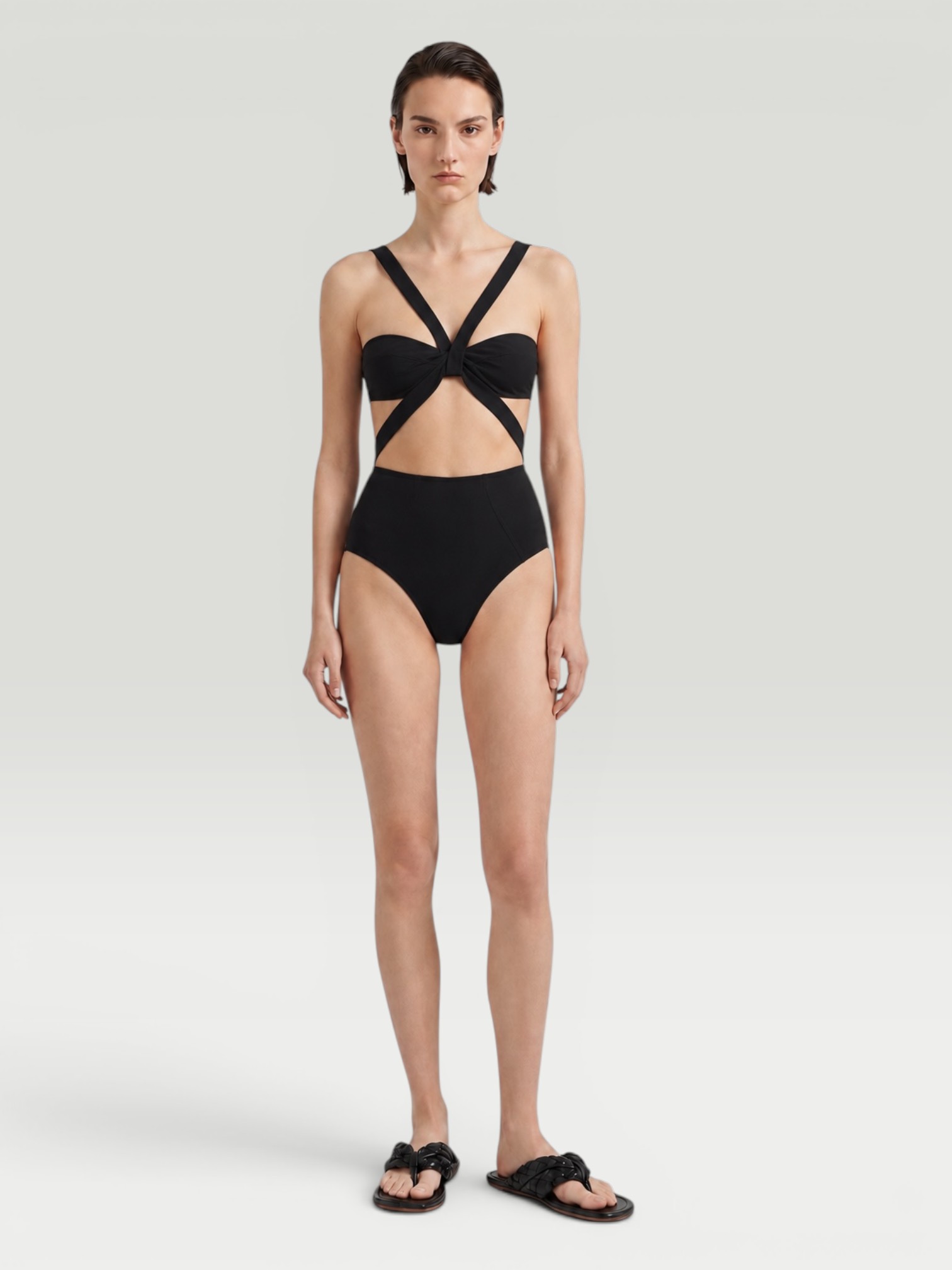 Alaïa Cut Out Swimsuit in black. Styled by Sharon Lombardo for FDV Concierge.