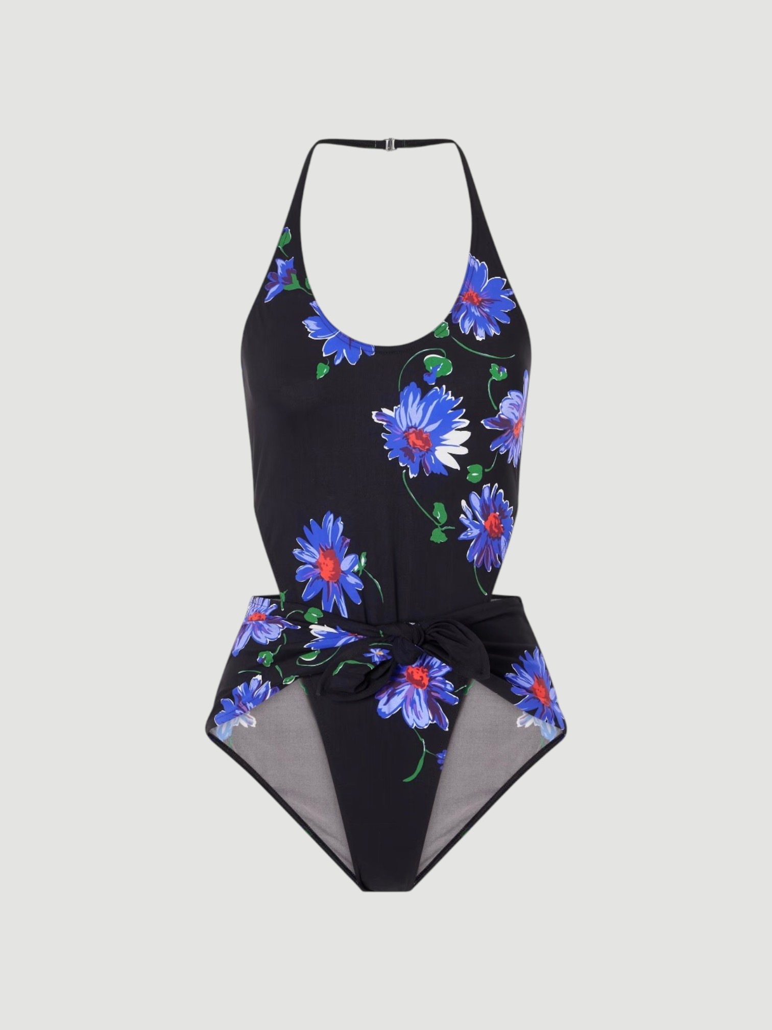 Alaïa Floral-Print Swimsuit in blue floral. Styled by Sharon Lombardo for FDV Concierge.