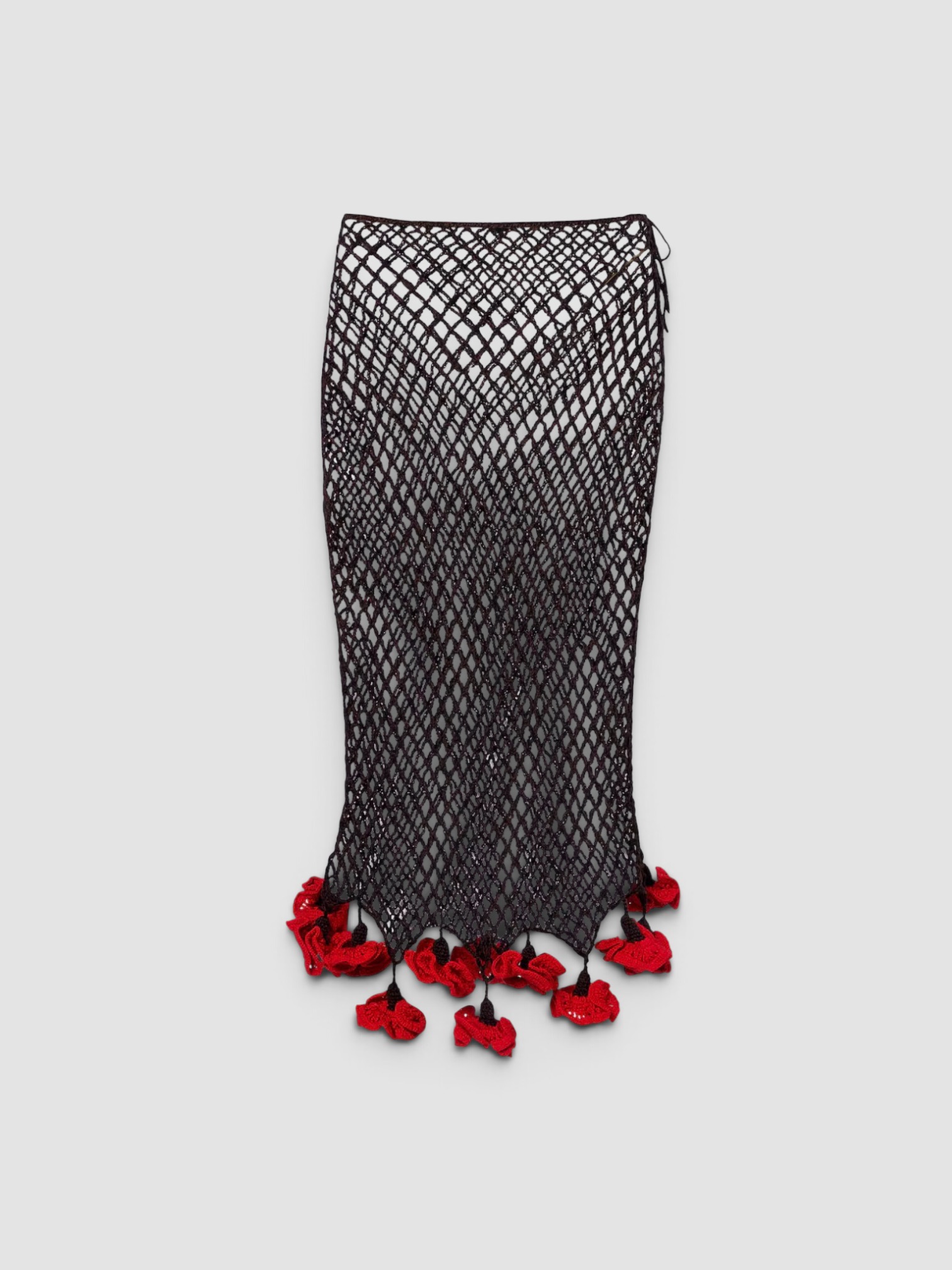 Alaïa Open-Knit Cotton Midi Skirt in brown. Styled by Sharon Lombardo for FDV Concierge.