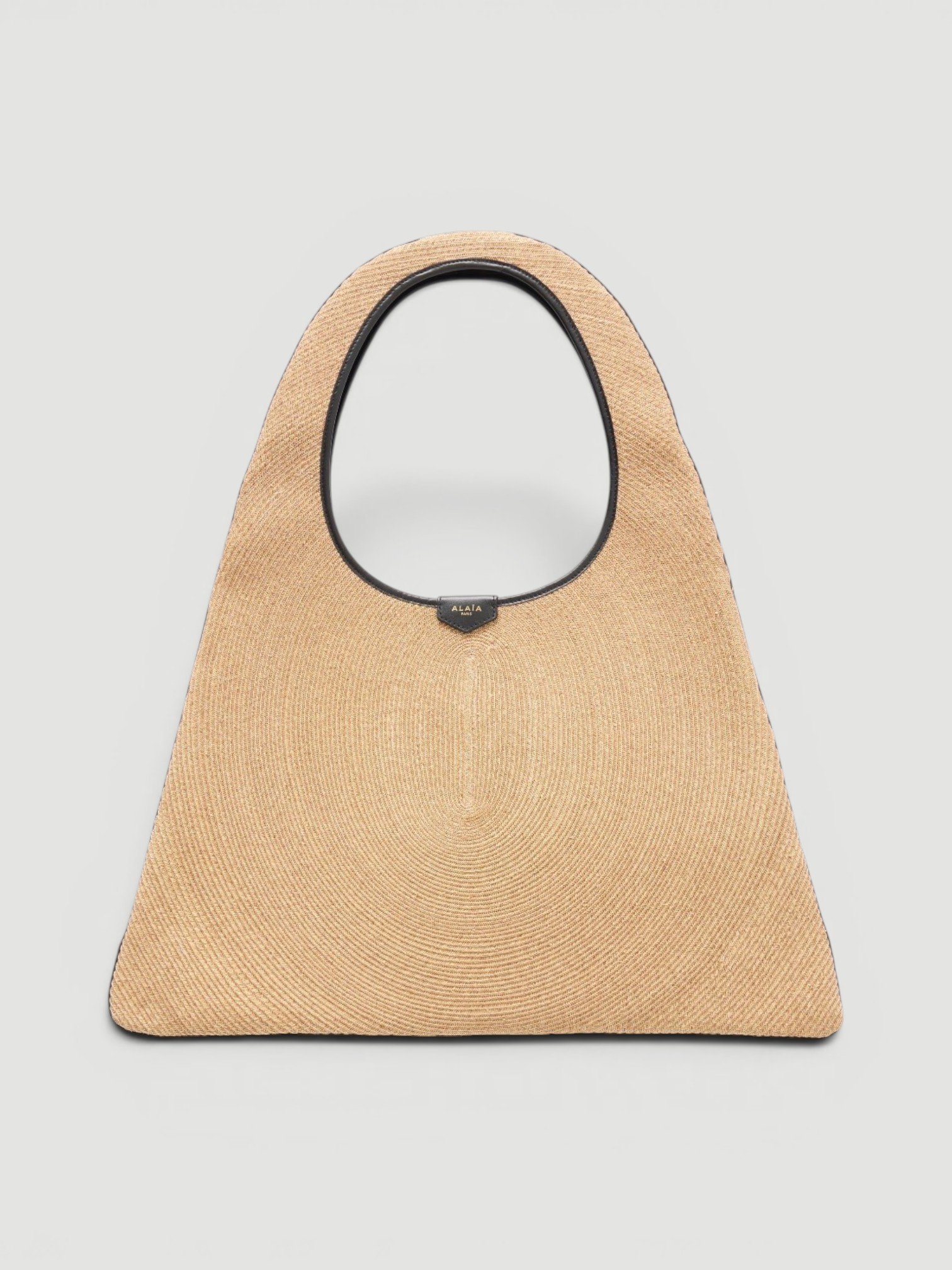 Alaïa Leather-Trimmed Paper Straw Shoulder Bag in natural, worn with HEIRLOME Monica Dress. Styled by Sharon Lombardo for FDV Concierge.