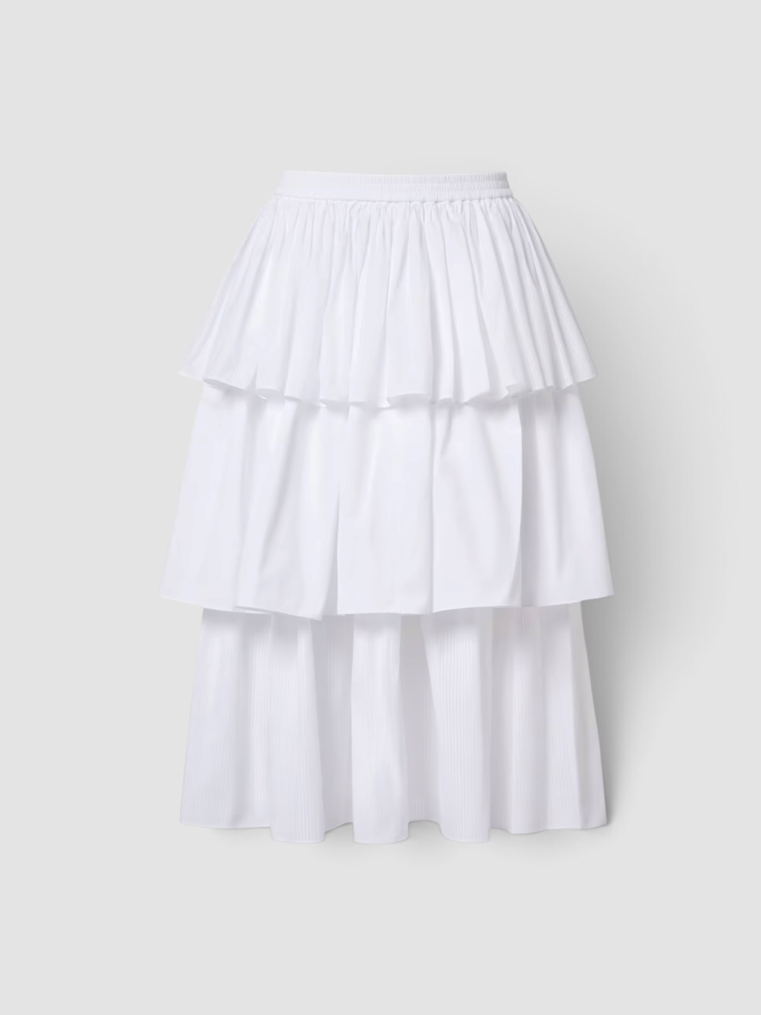 Alaïa Ruffled Tiered Cotton Midi Skirt in white. Styled by Sharon Lombardo for FDV Concierge.