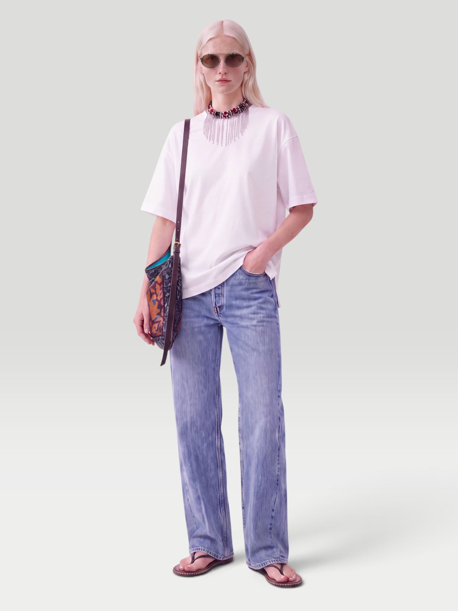 aligrace Retro Oversized Wide Leg Jeans in medium dark.