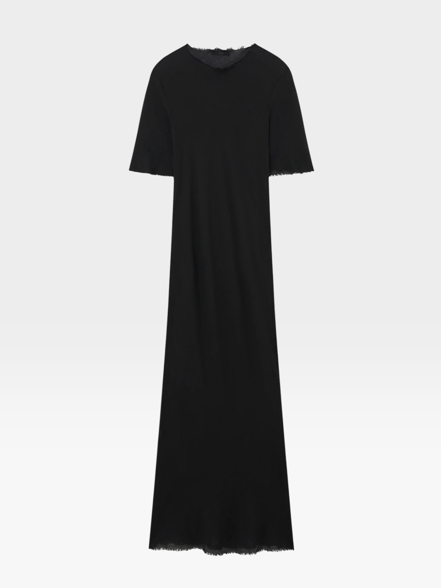 All Three Amara Gauze Maxi Dress in black, worn with A.EMERY Kinto Flip Flops. Styled by Sharon Lombardo for FDV Concierge.