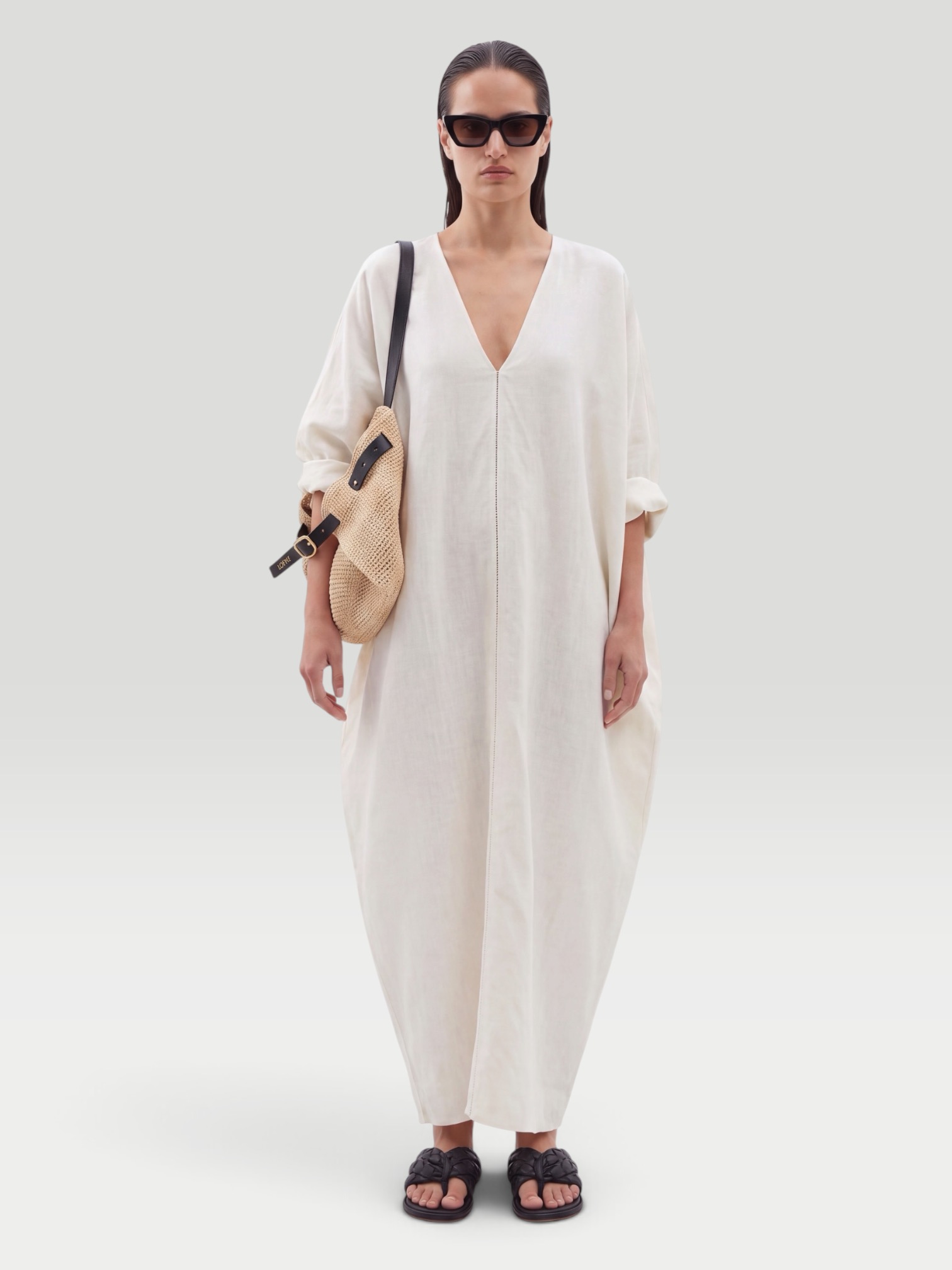 Another Tomorrow Caftan in white. Styled by Sharon Lombardo for FDV Concierge.