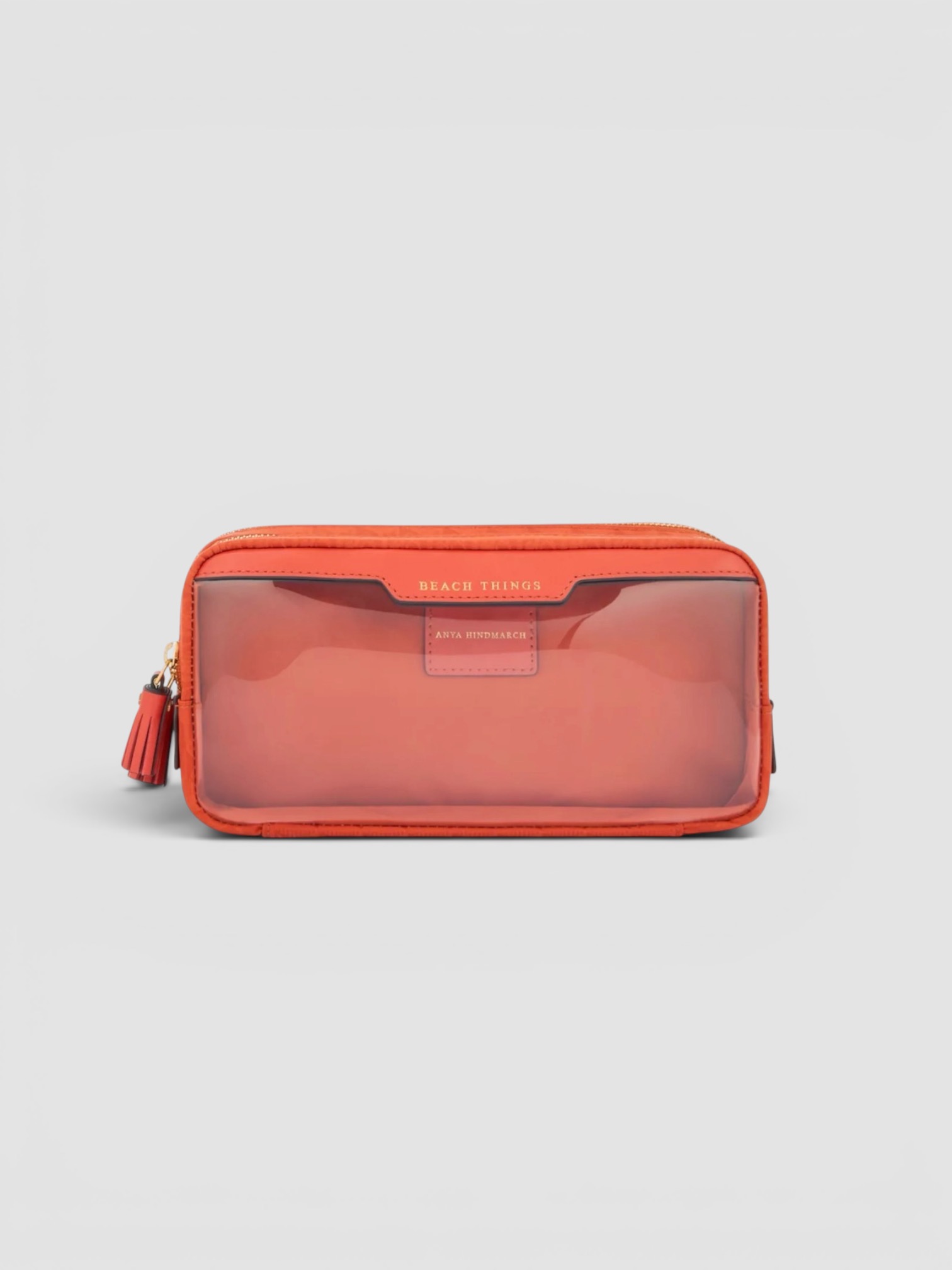 Anya Hindmarch Beach Things Logo-Jacquard Nylon Pouch in orange.