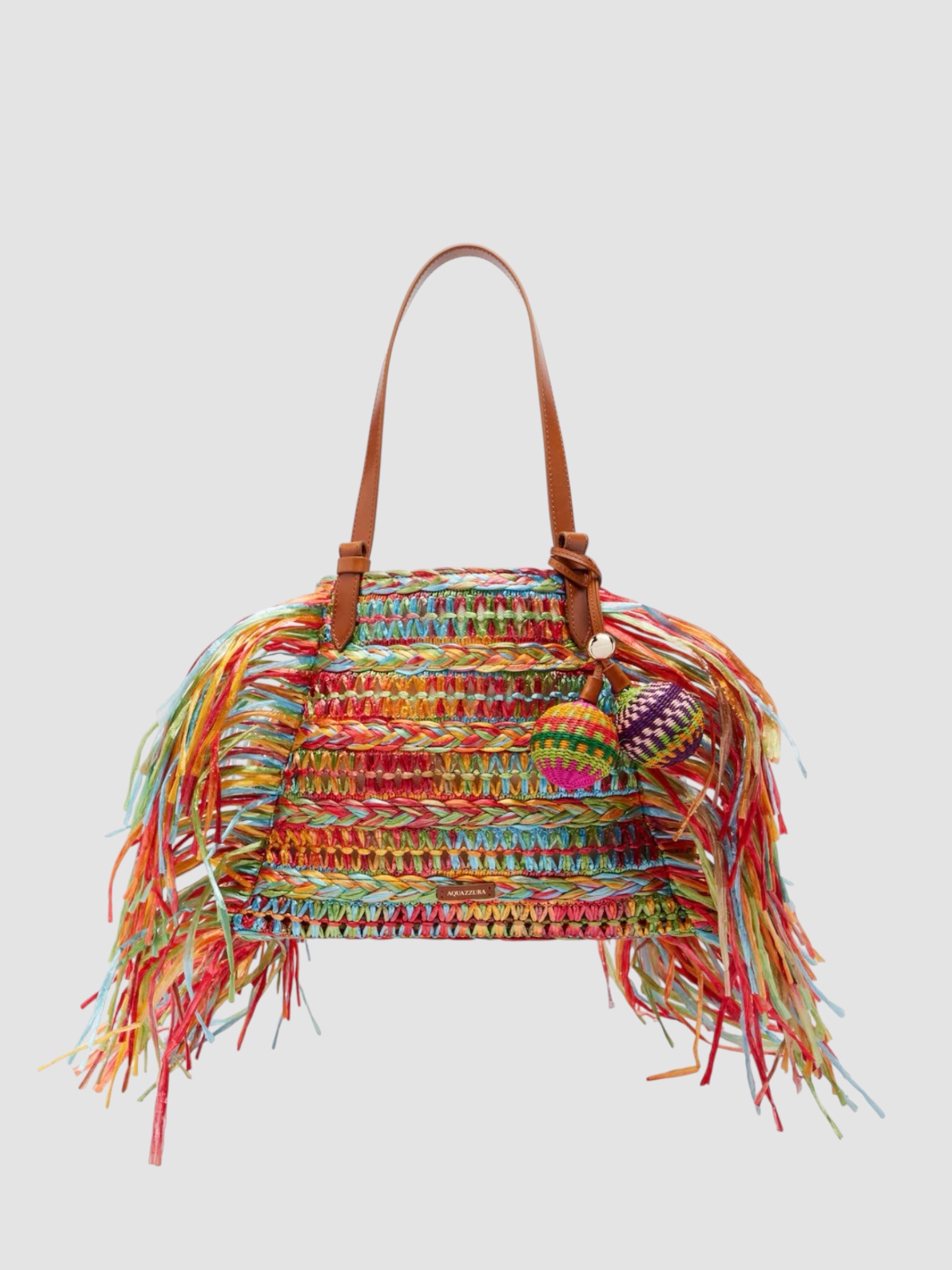 Aquazzura Trancoso Fringed Raffia Tote Bag, worn with Libertine Pat Nixon Floral Overlay Slip Dress, Bottega Veneta Sampieri Flat Thong, Dries Van Noten Oval Sunglasses, Etro Crystal-Embellished Faux-Pearl Hoop Earrings, the day. Styled by Sharon Lombardo for FDV Concierge.