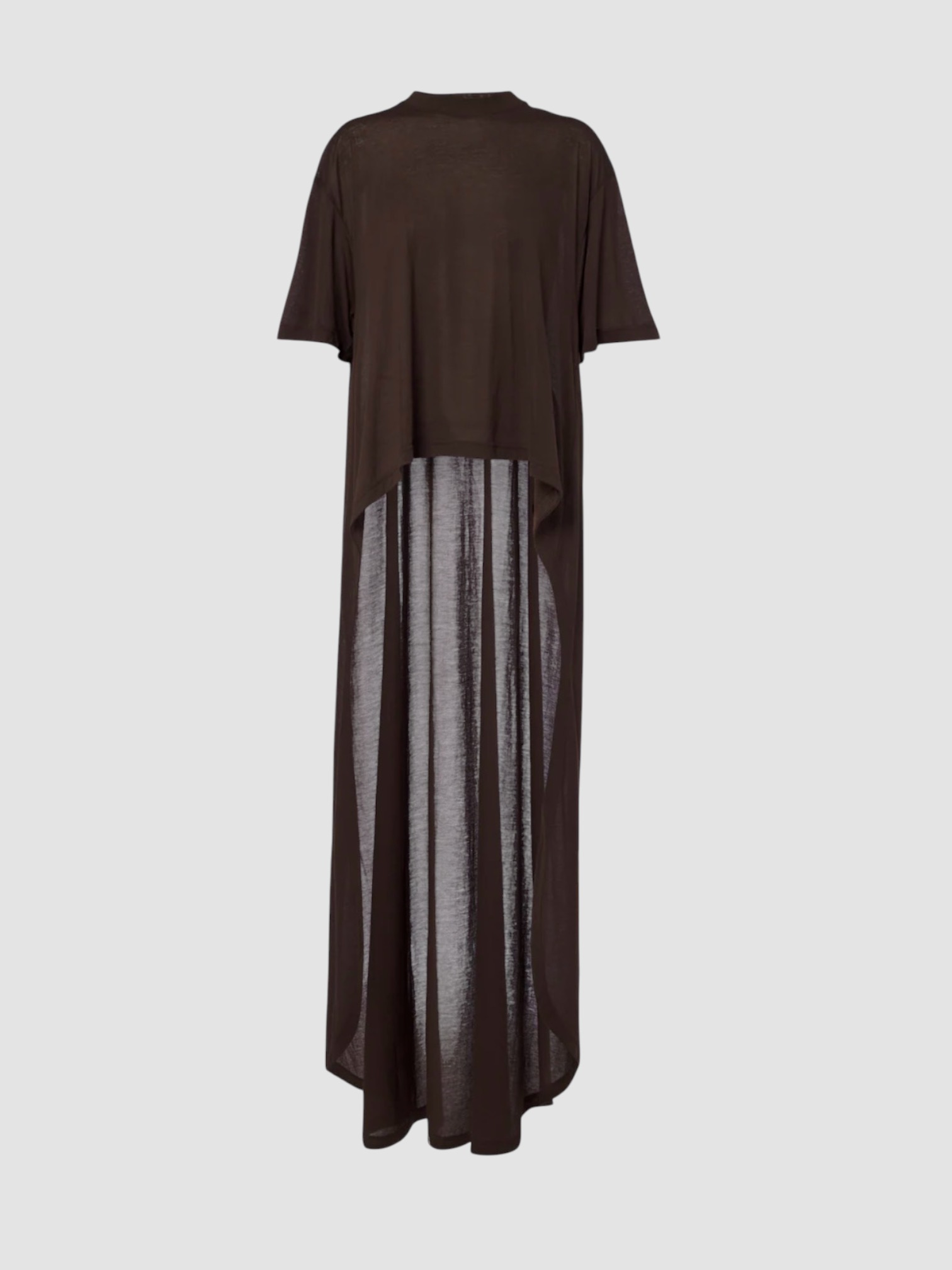 Balenciaga Asymmetric Cotton-Blend Jersey T-Shirt in brown (moka). Styled by Sharon Lombardo for FDV Concierge.