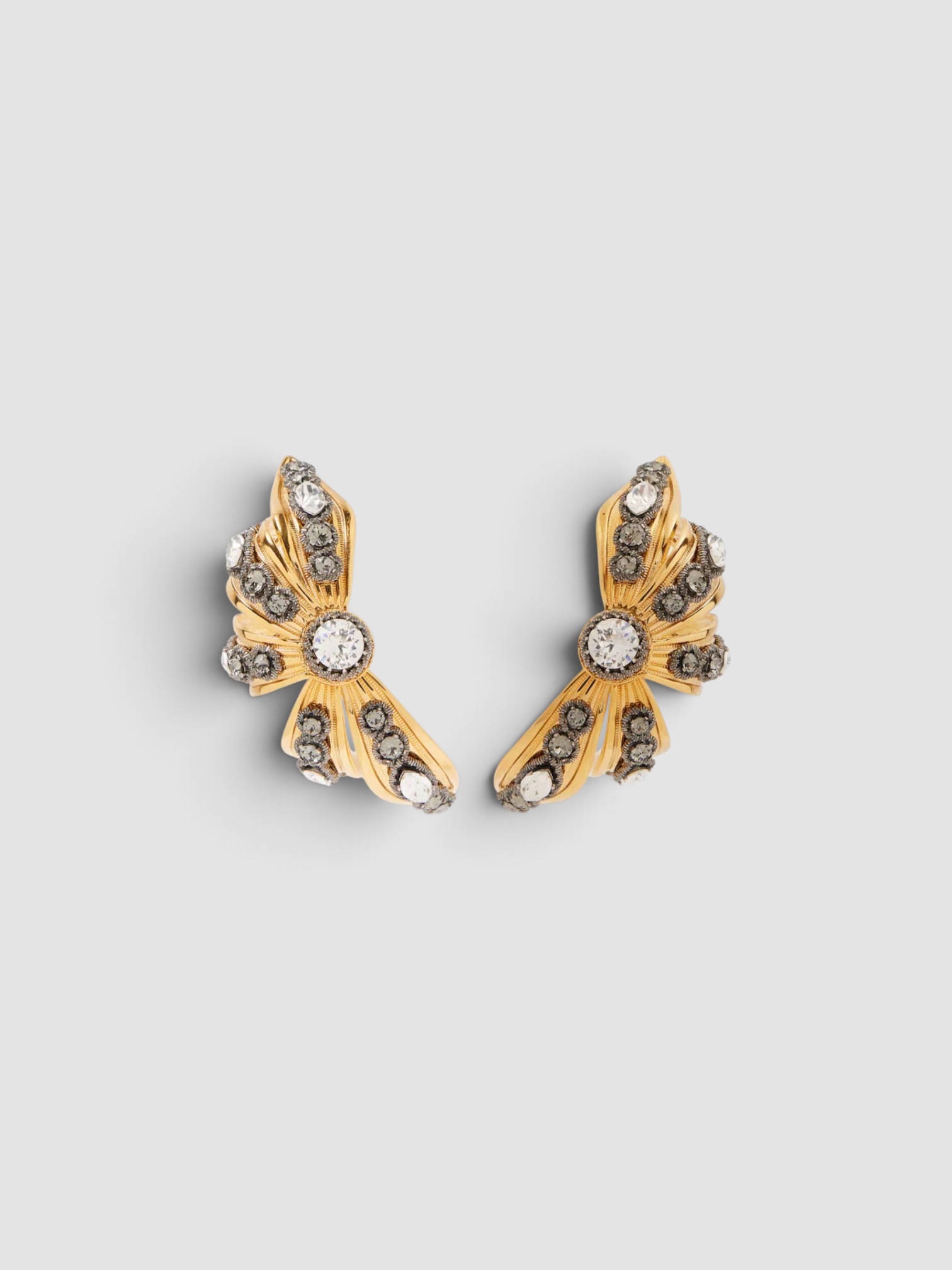 Balenciaga Bloom Embellished Earrings in gold.