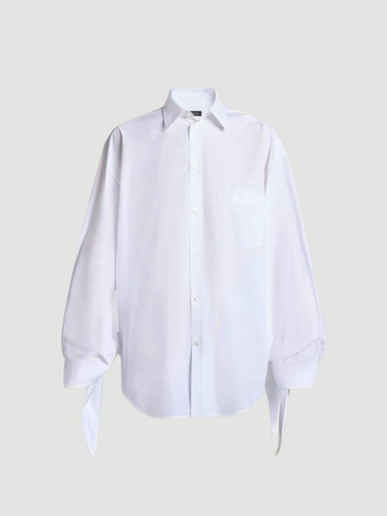 Balenciaga Knotted Cuff Poplin Shirt in white.