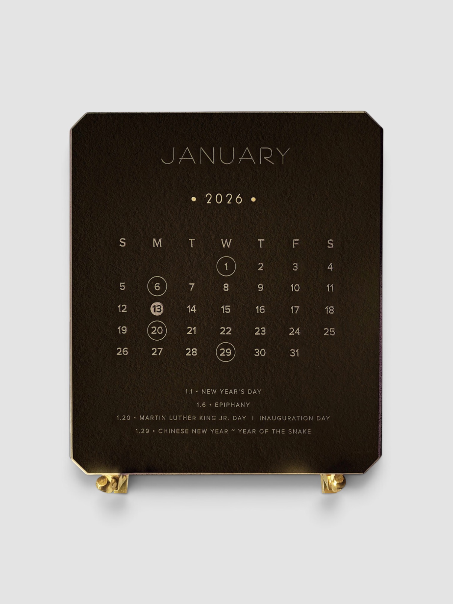 Bell'INVITO Noir Limited Edition Calendar with Easel in noir.