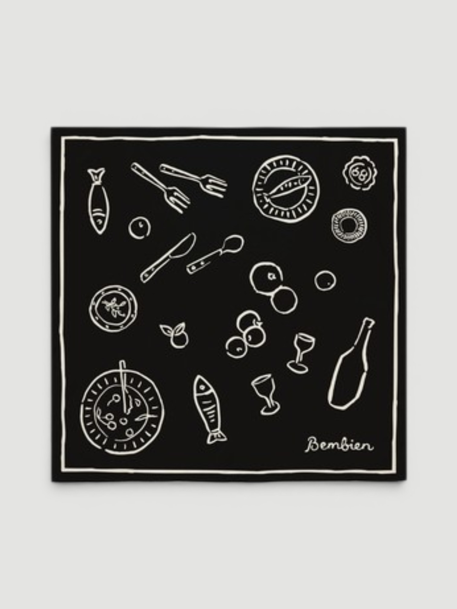Bembien Tableau Silk Scarf in black/white.