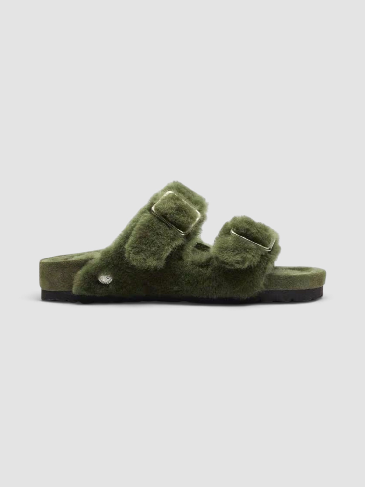 Birkenstock 1774 Arizona Shearling Fur in green.