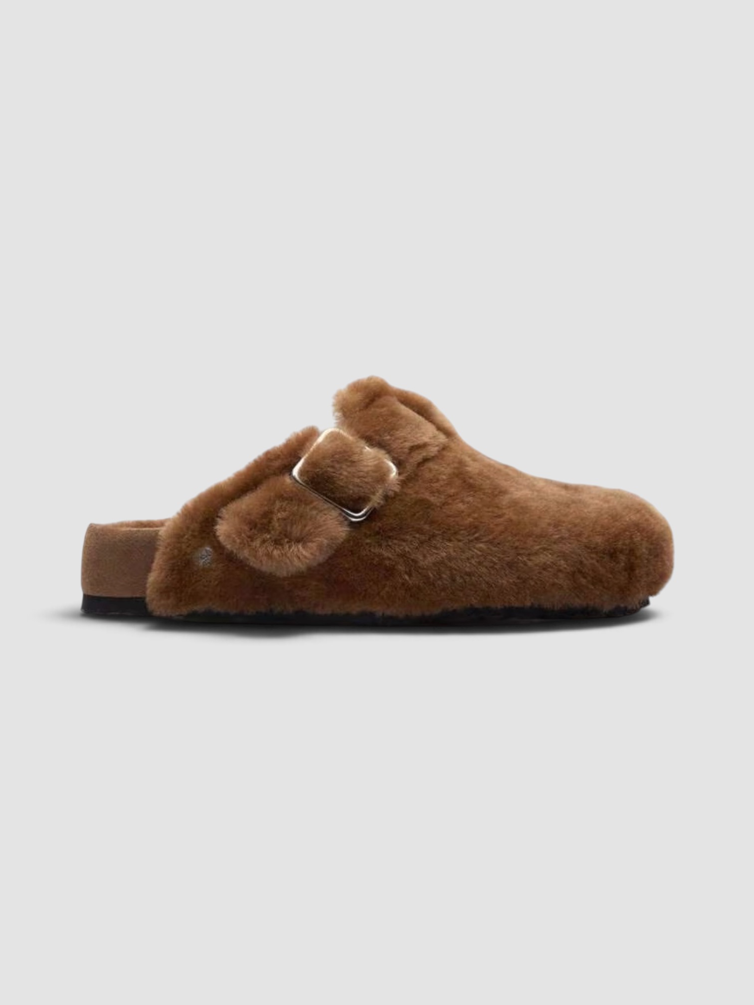 Birkenstock Boston 1774 Shearling Fur in caramel.
