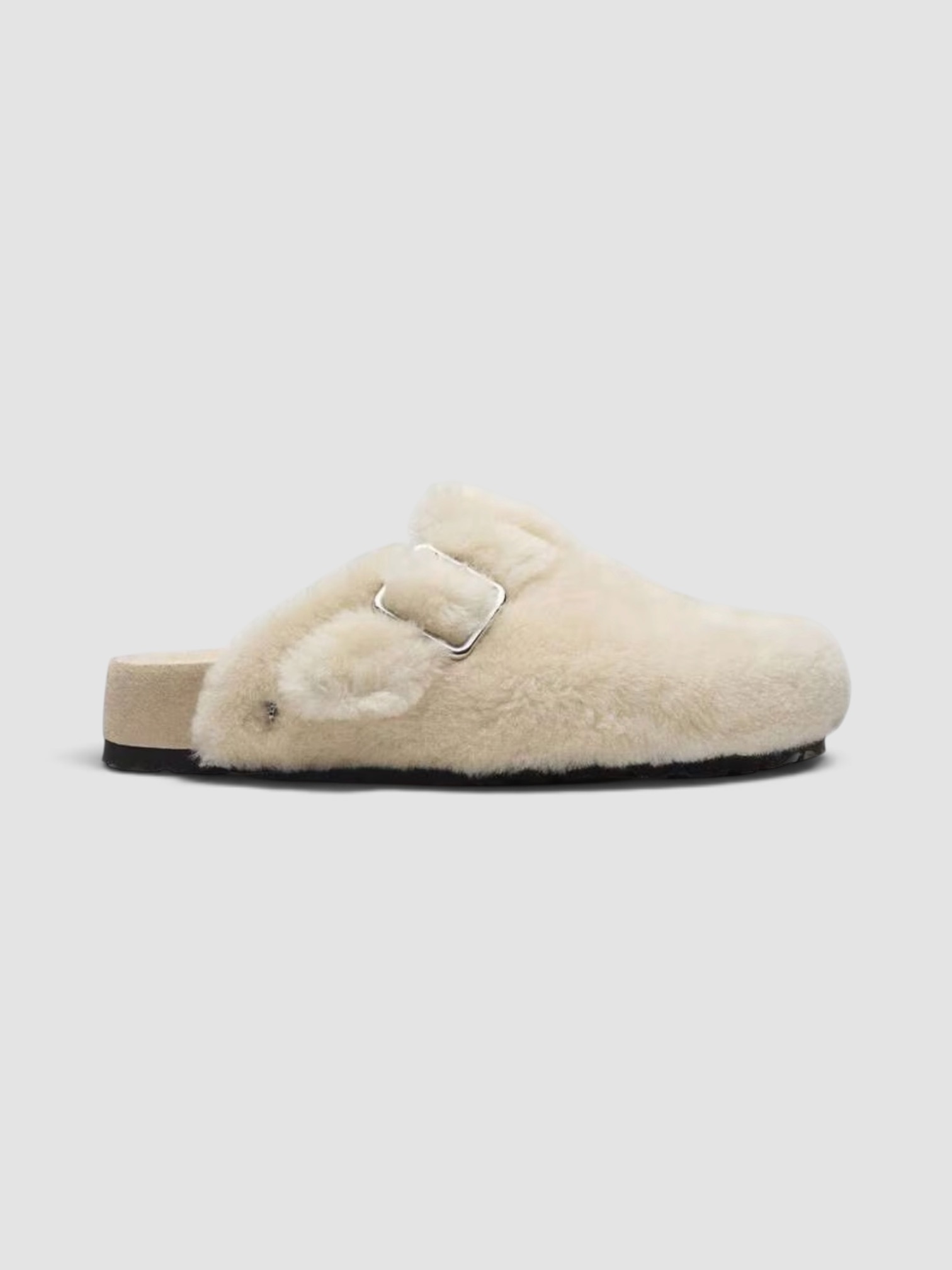 Birkenstock Boston 1774 Shearling Fur in cream.