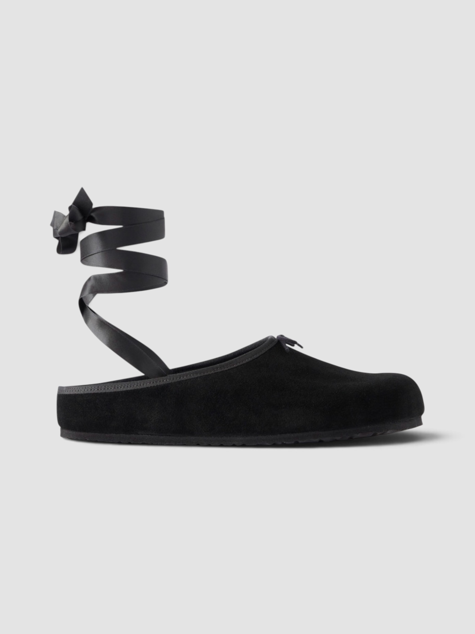 Birkenstock 1774 + Repetto Opera Bow-Embellished Suede Mules in black.