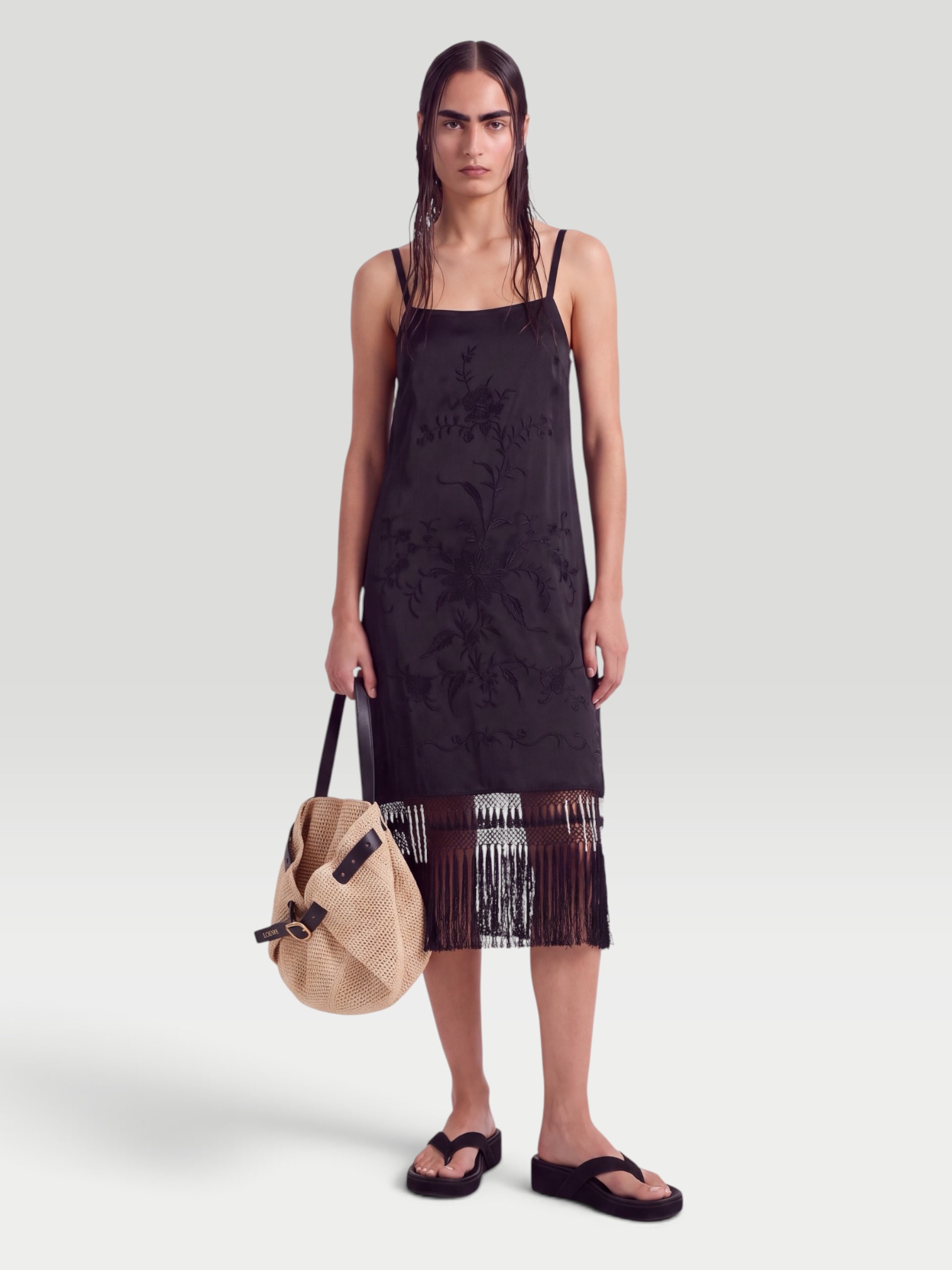 BODE Worcester Fringe Dress in black. Styled by Sharon Lombardo for FDV Concierge.