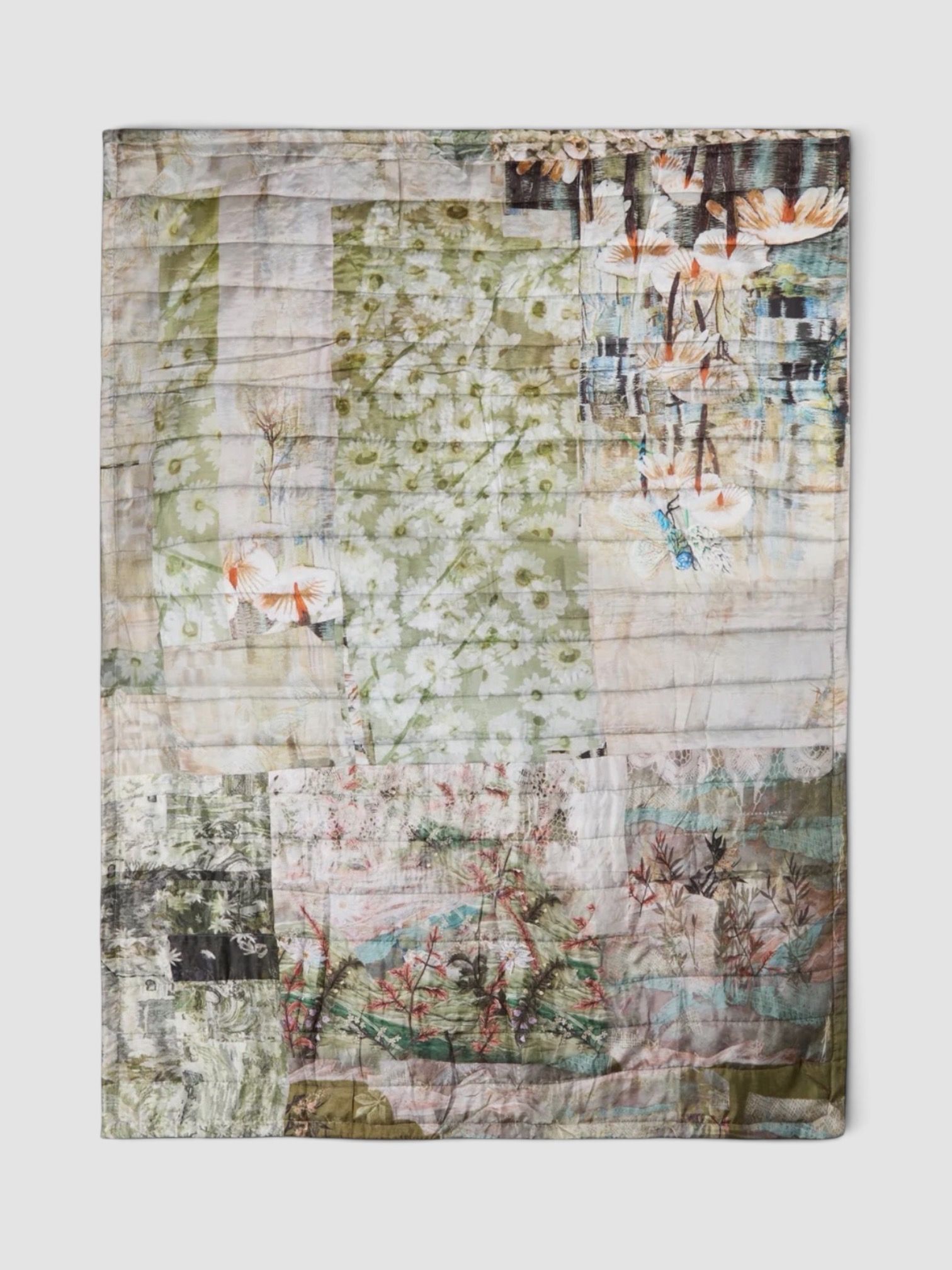 Bokja The Cocoon Silk and Velvet Quilt in multicolor floral patchwork.