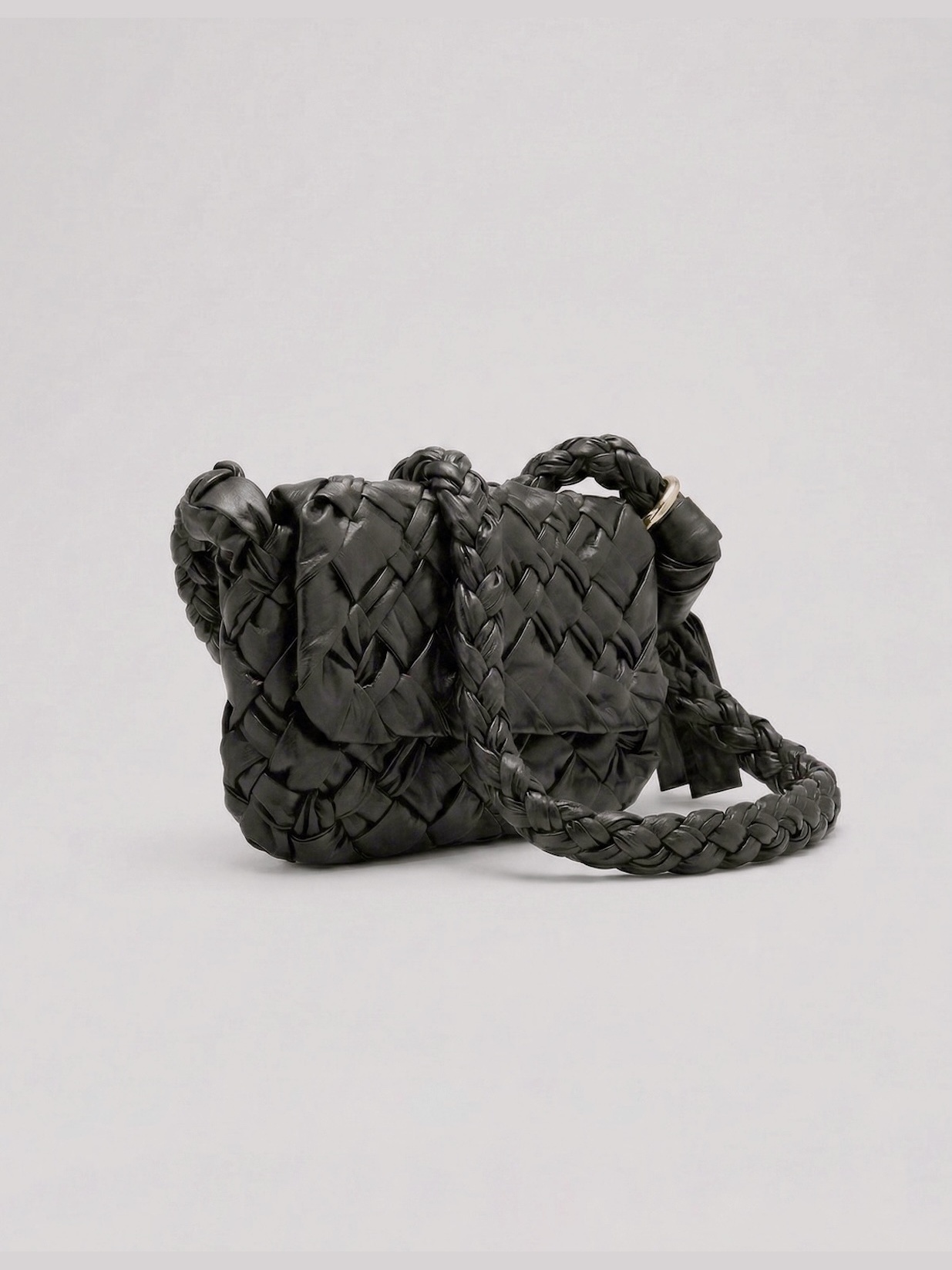 Bottega Veneta Kalimero Bag in black, worn with St. Agni Relaxed Tee Dress. Styled by Sharon Lombardo for FDV Concierge.