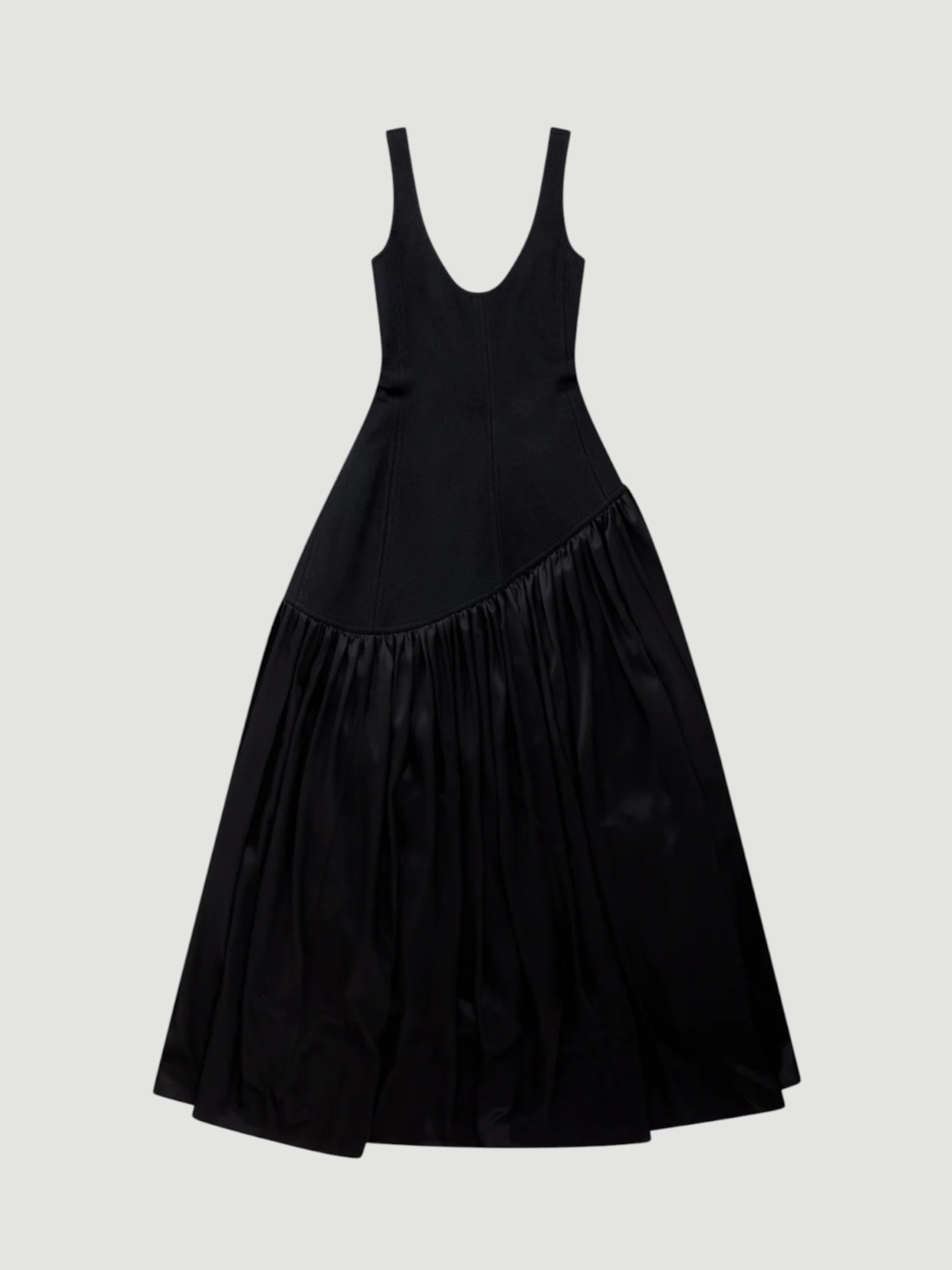 Bottega Veneta Stretch Cotton and Silk Dress in black, worn with Phoebe Philo Cone Heel Mules. Styled by Sharon Lombardo for FDV Concierge.