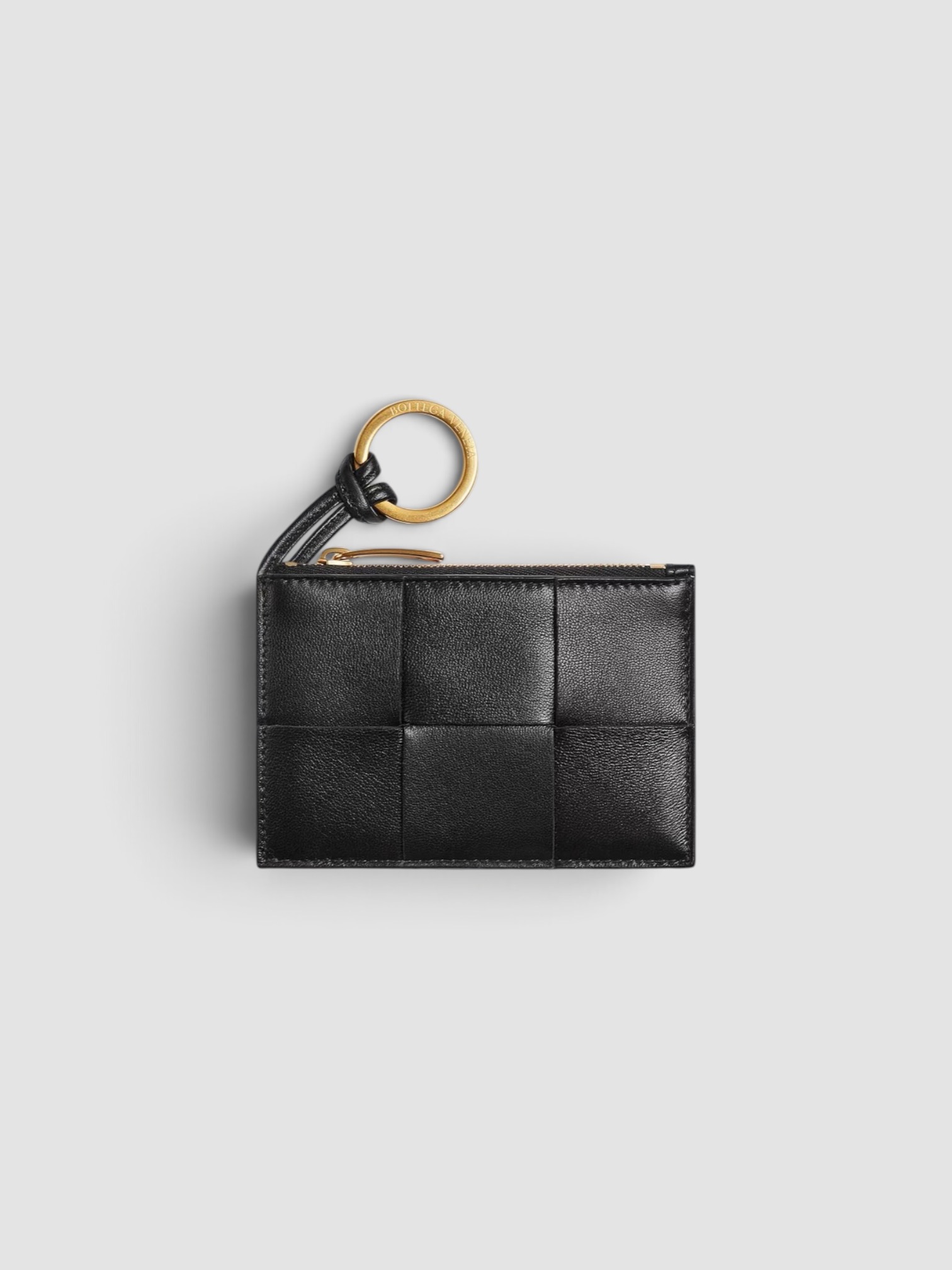 Bottega Veneta Cassette Key Pouch in black.