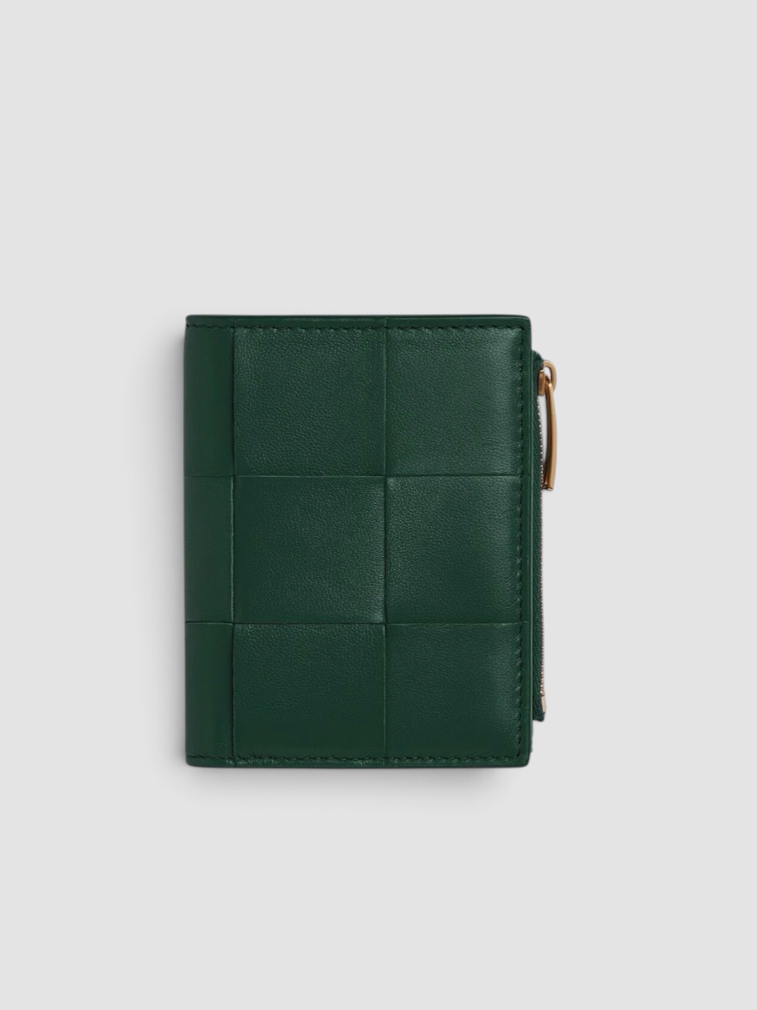Bottega Veneta Cassette Small Bi-Fold Wallet in emerald green.
