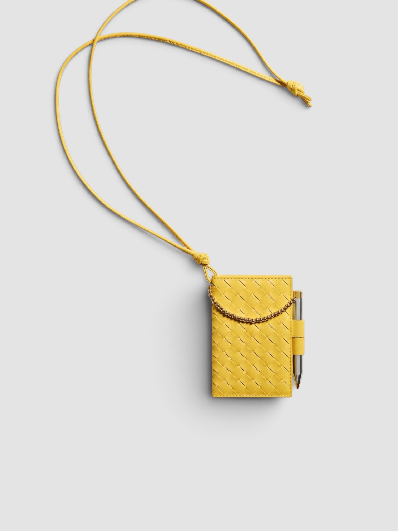 Bottega Veneta Intrecciato Piccolo Pencil Badge Holder in taxi.