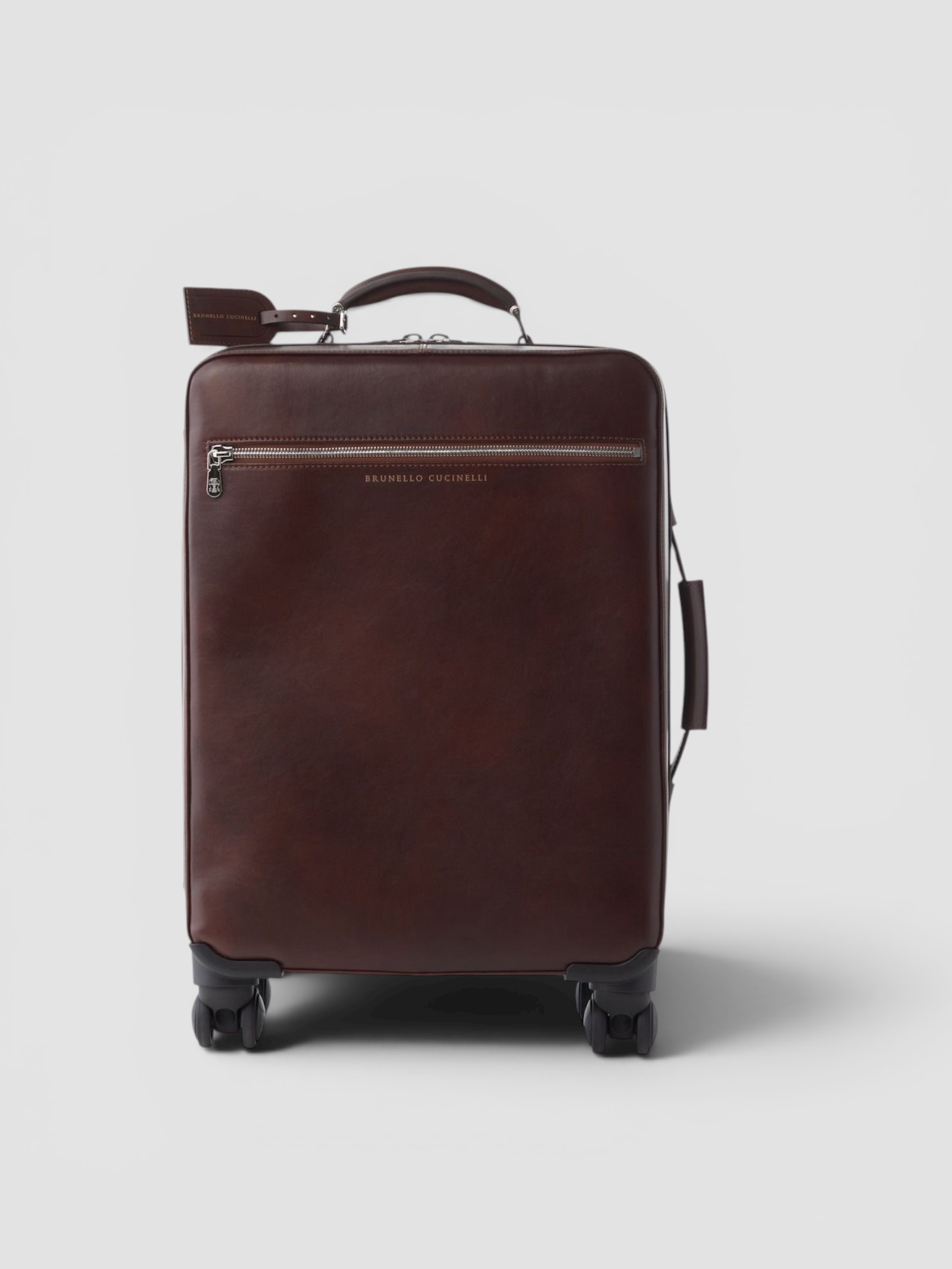 Brunello Cucinelli Full Grain Leather Carry On Suitcase in black.