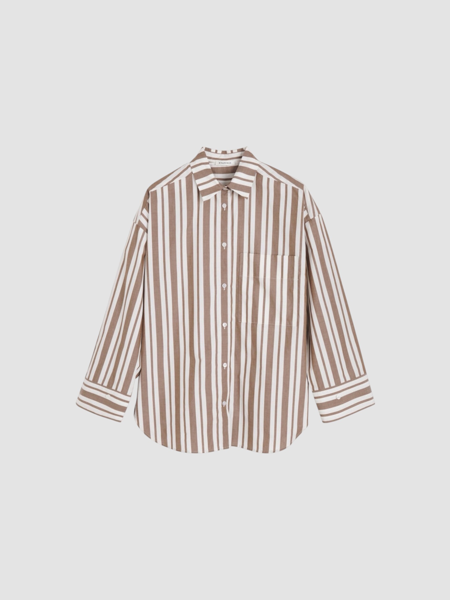 By Malene Birger Derris Cotton Button-Down Shirt in panel stripe. Styled by Sharon Lombardo for FDV Concierge.