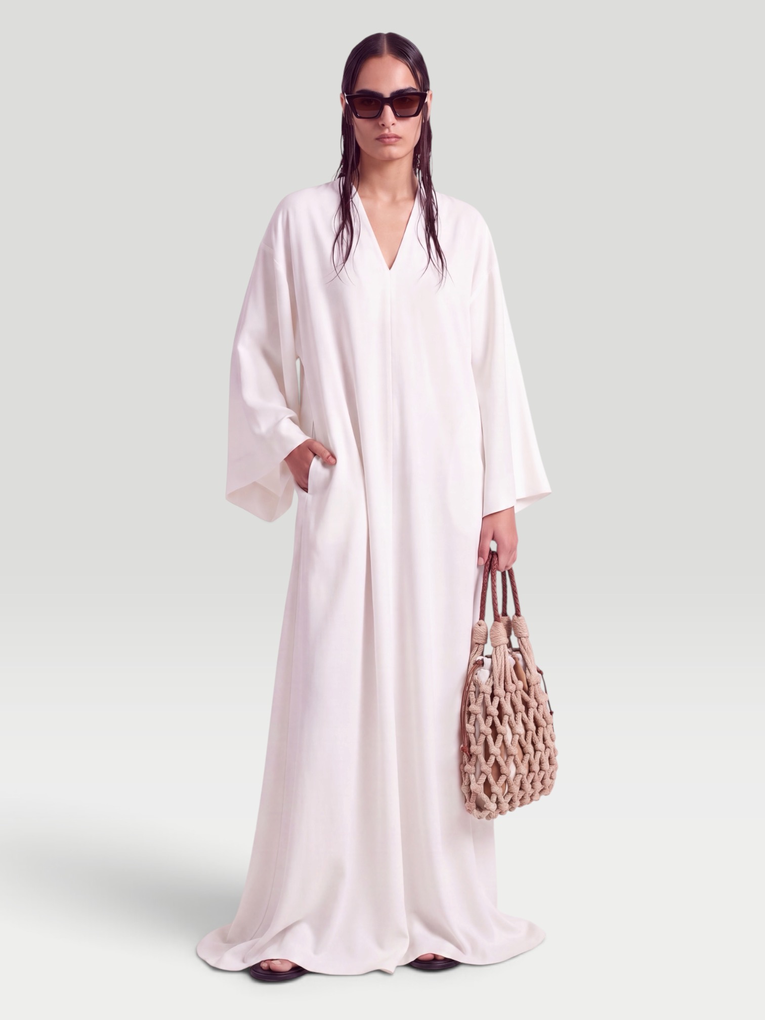 Calvin Klein Collection Blake Cotton Maxi Dress in white. Styled by Sharon Lombardo for FDV Concierge.