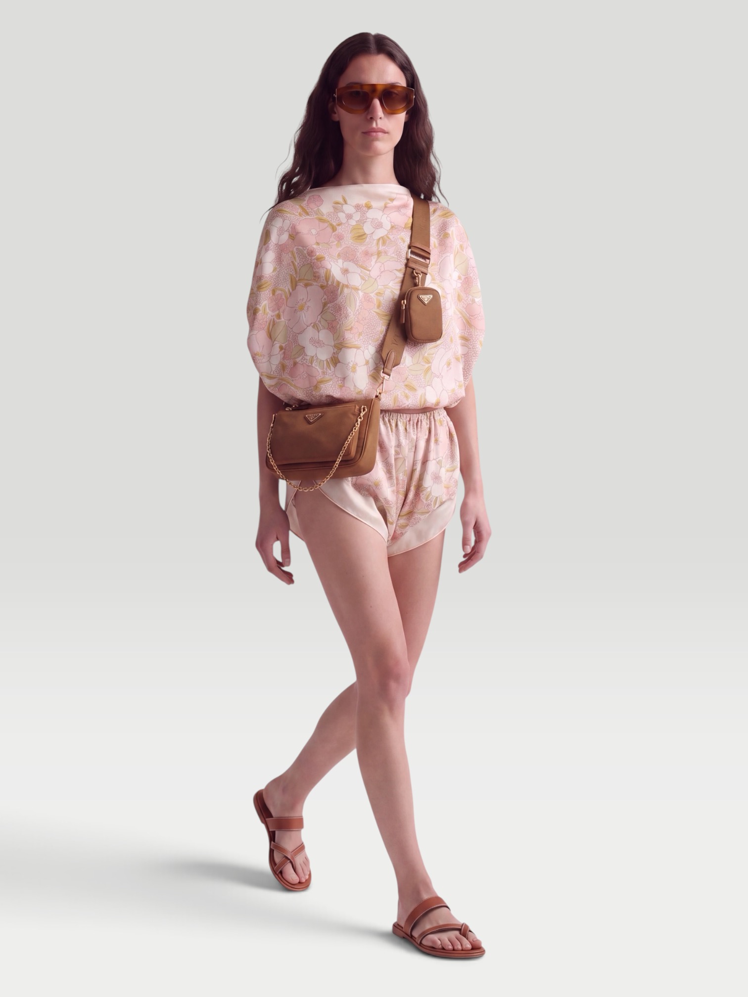 Calvin Klein Collection Frances Floral-Print Silk Cropped Tank in cream floral. Styled by Sharon Lombardo for FDV Concierge.