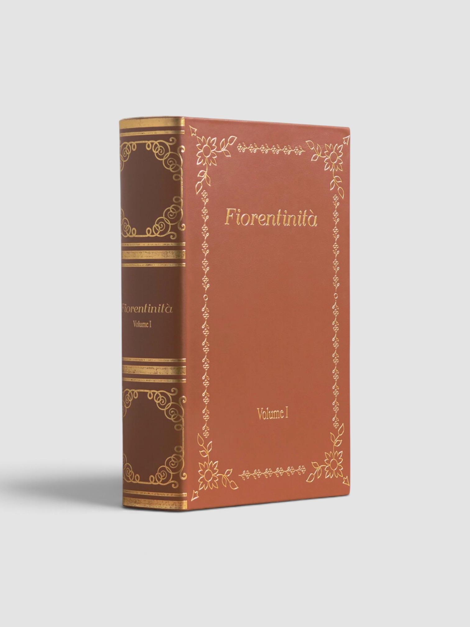 Carolina Bucci + Pineider Bucci Safe Book Printed Leather and Wood Jewelry Box in brown.
