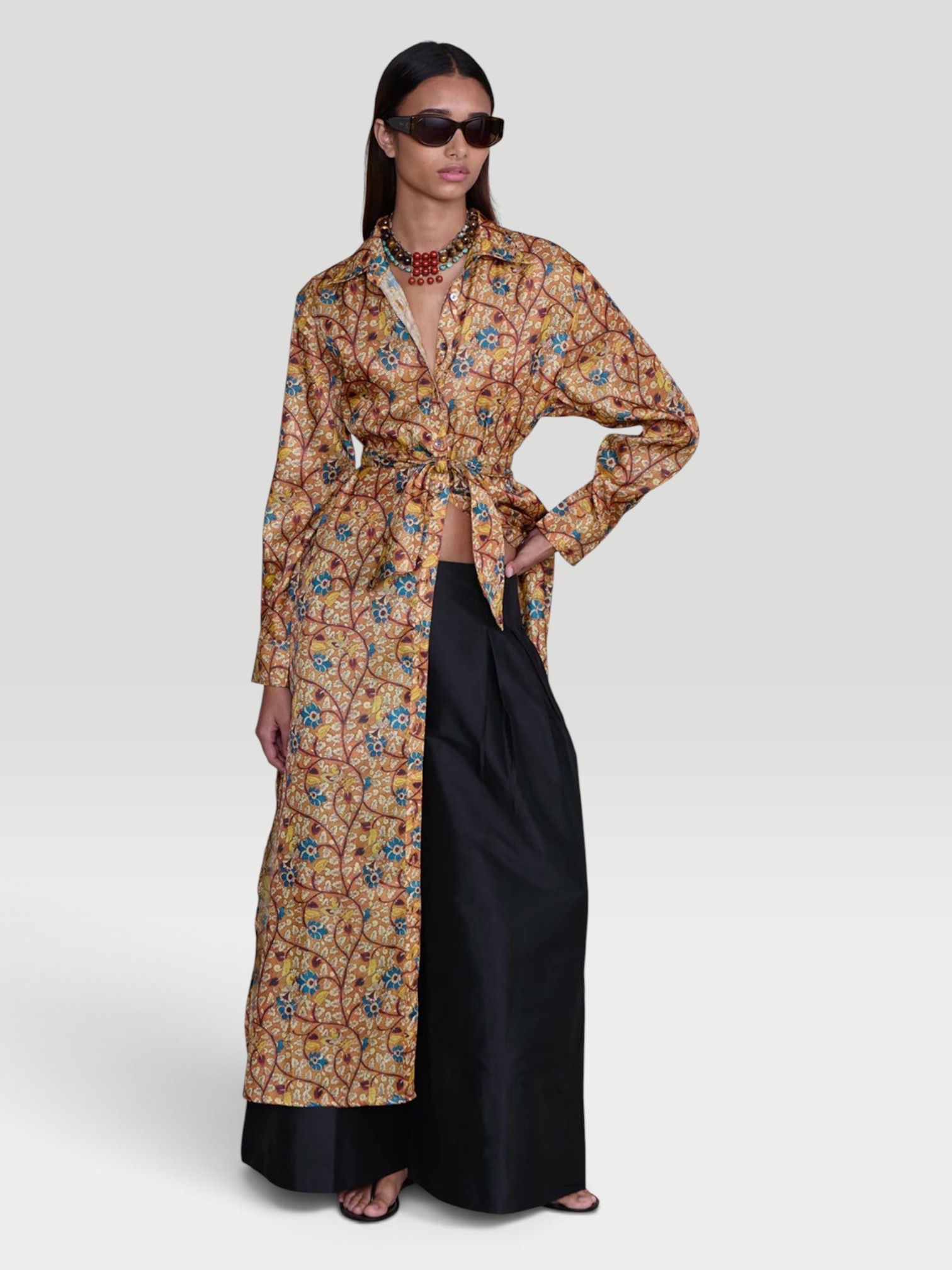 Chan Luu Studio Shirt Dress in marigold. Styled by Sharon Lombardo for FDV Concierge.