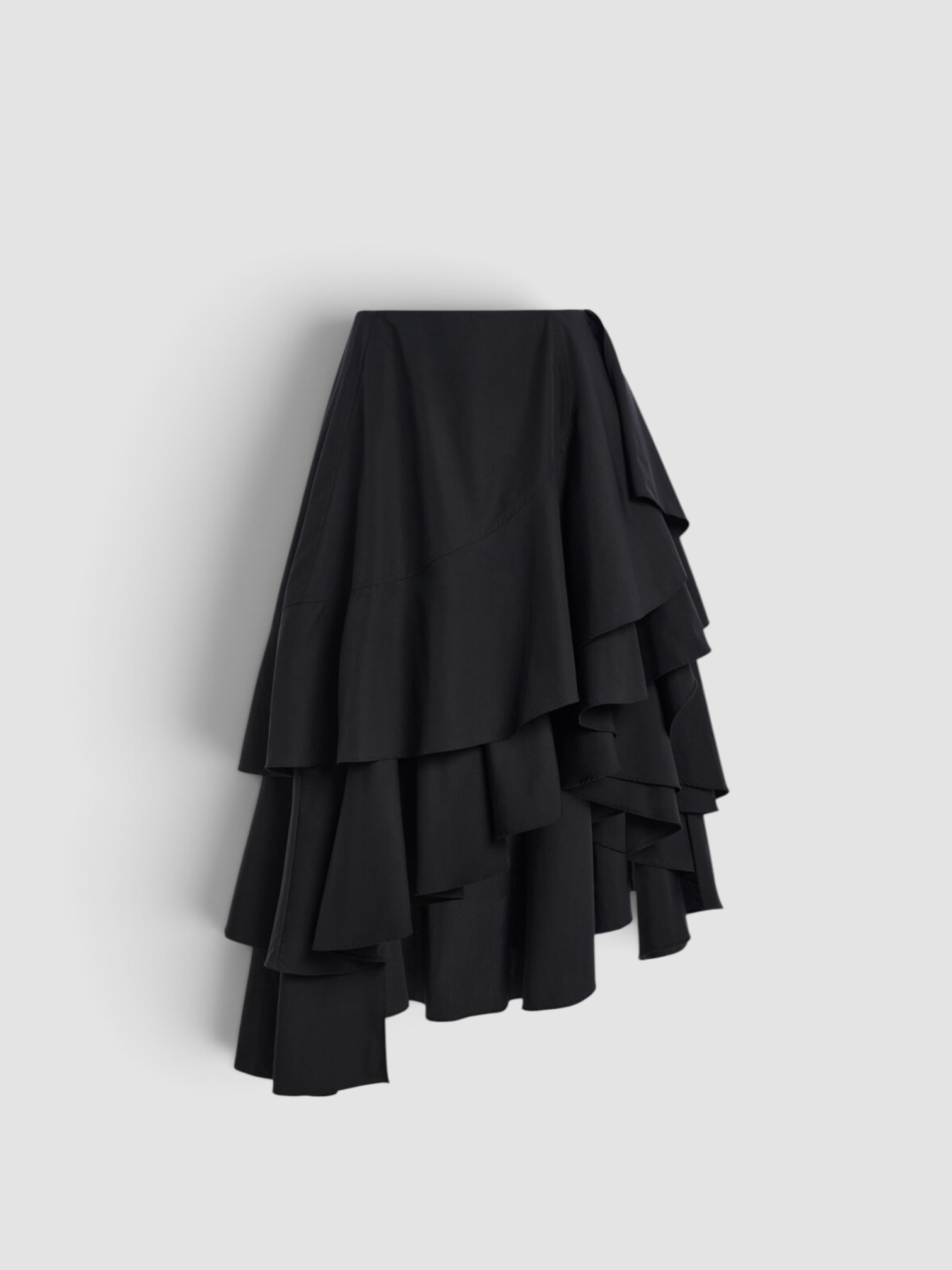 CO Asymmetric Cotton Poplin Full Skirt in black. Styled by Sharon Lombardo for FDV Concierge.