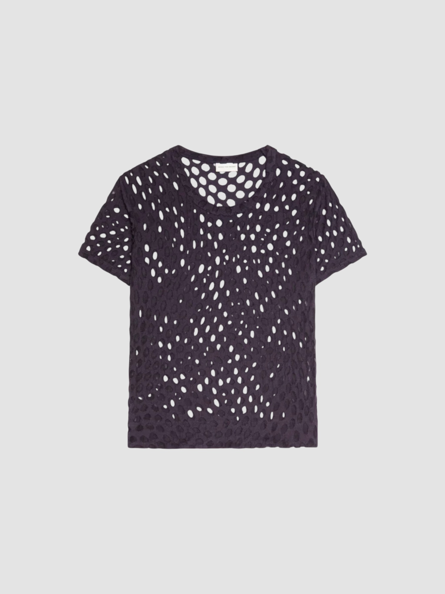 Dries Van Noten Bis Shirt in dark purple. Styled by Sharon Lombardo for FDV Concierge.