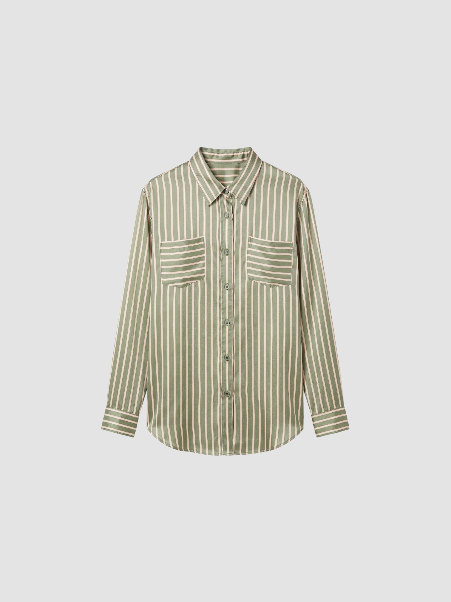 Dries Van Noten Cheers Shirt in green stripe. Styled by Sharon Lombardo for FDV Concierge.