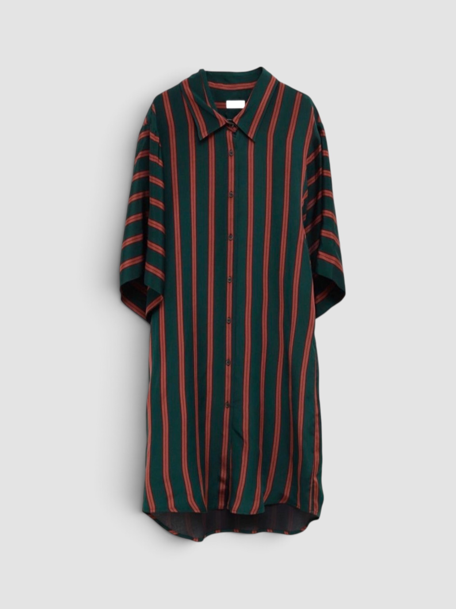 Dries Van Noten Drea Dress in green/rust stripe. Styled by Sharon Lombardo for FDV Concierge.