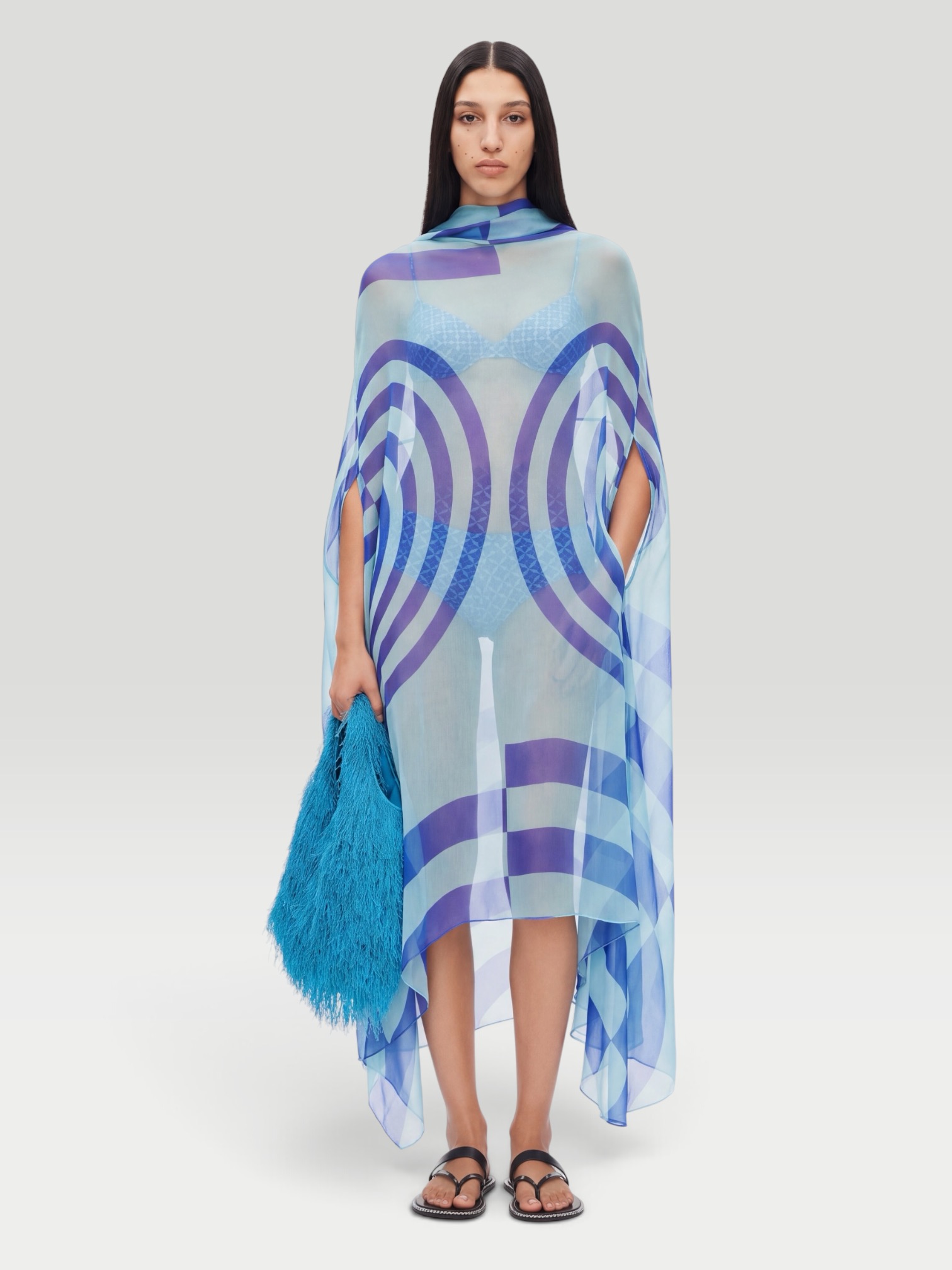 Dries Van Noten Ducy Dress in blue. Styled by Sharon Lombardo for FDV Concierge.