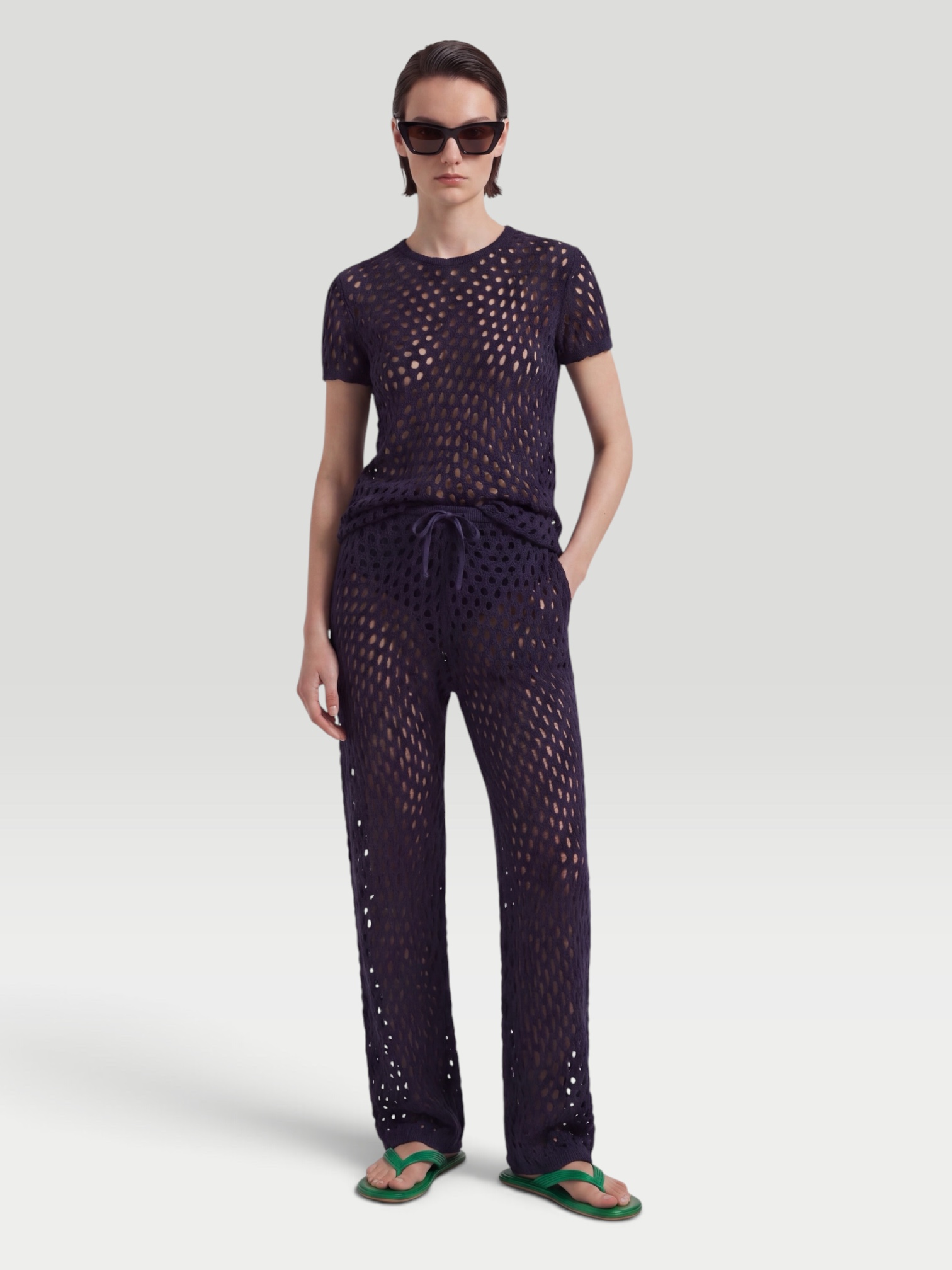 Dries Van Noten Hochas Pant in dark purple. Styled by Sharon Lombardo for FDV Concierge.