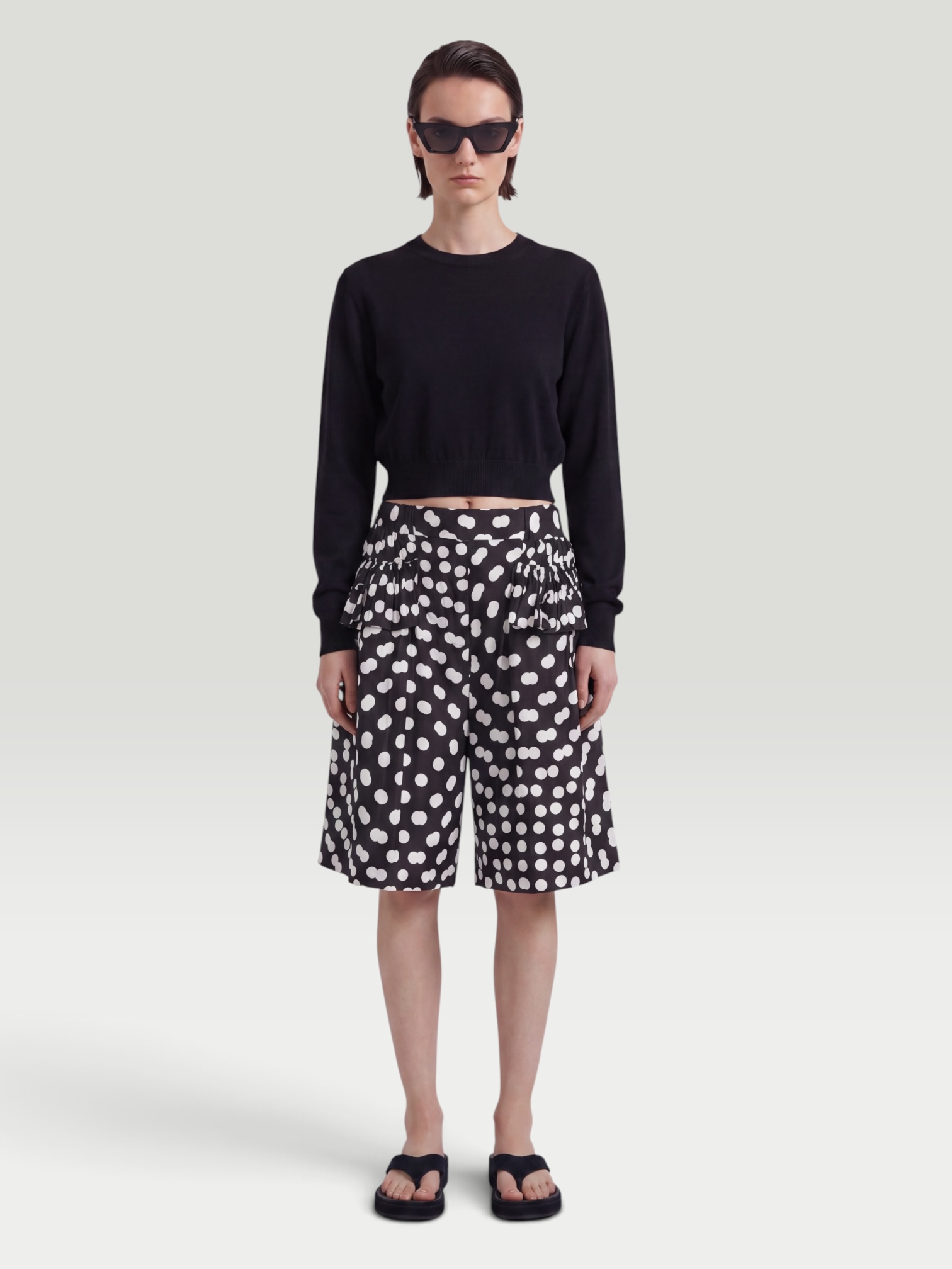 Dries Van Noten Pacuna Short in black/white. Styled by Sharon Lombardo for FDV Concierge.