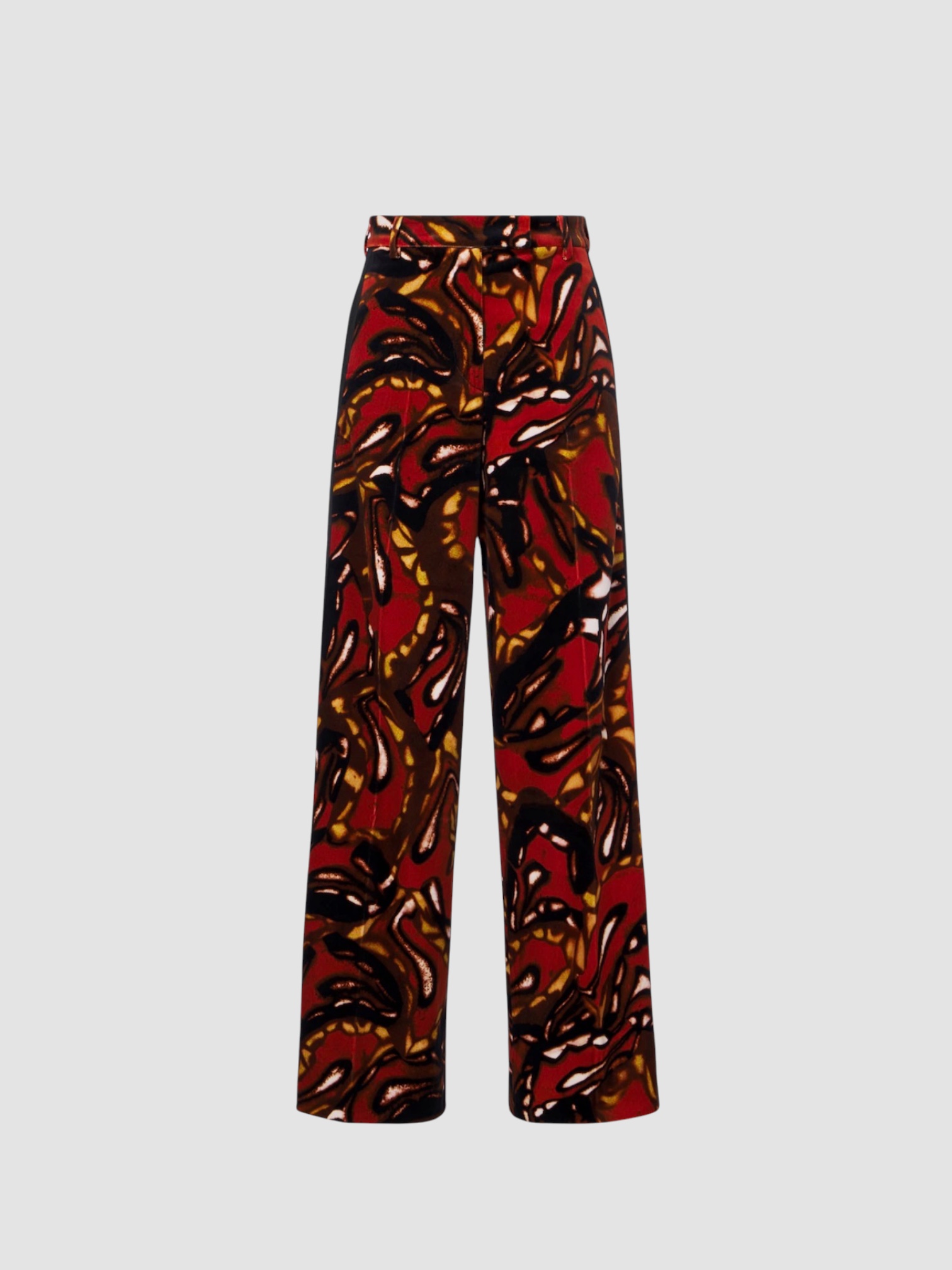 Dries Van Noten Printed Cotton-Blend Wide-Leg Pants in rust multi, worn with SSSTEIN Skipper Cotton Shirt, Bottega Veneta Salsa Flat Thong, Phoebe Philo Small Stud Cabas Tote Bag, Bottega Veneta Cat-Eye Acetate Sunglasses, the day. Styled by Sharon Lombardo for FDV Concierge.