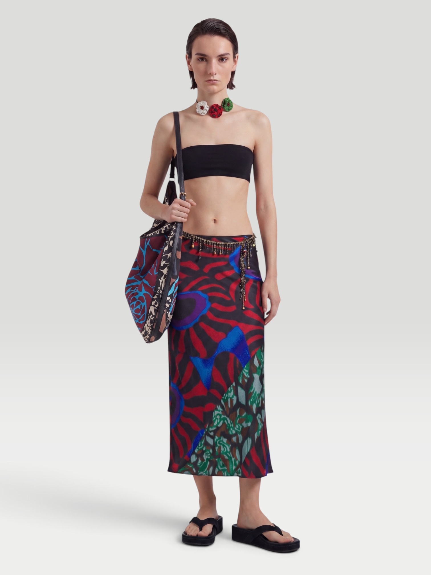 Dries Van Noten Sati Skirt in red multi. Styled by Sharon Lombardo for FDV Concierge.